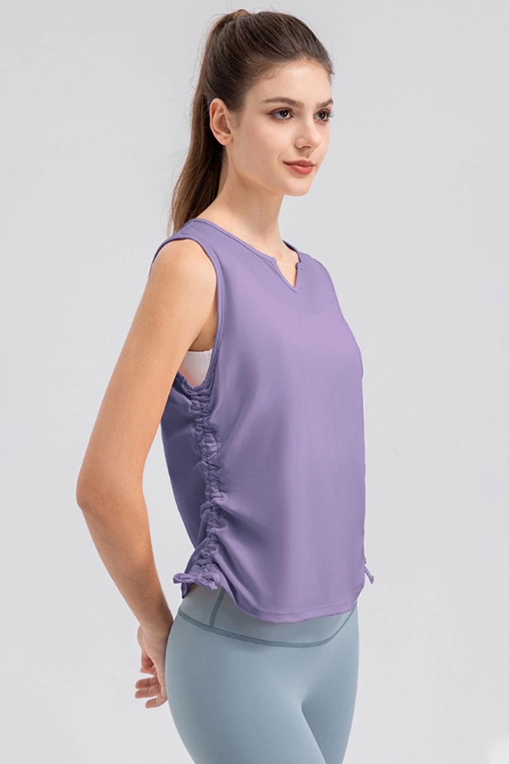 Notched Wide Strap Active Tank - Clothes For Her Online Store