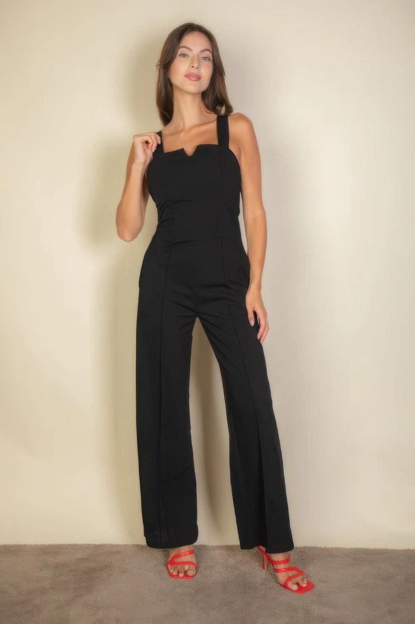 Notched neck cami jumpsuit - Clothes For Her Online Store