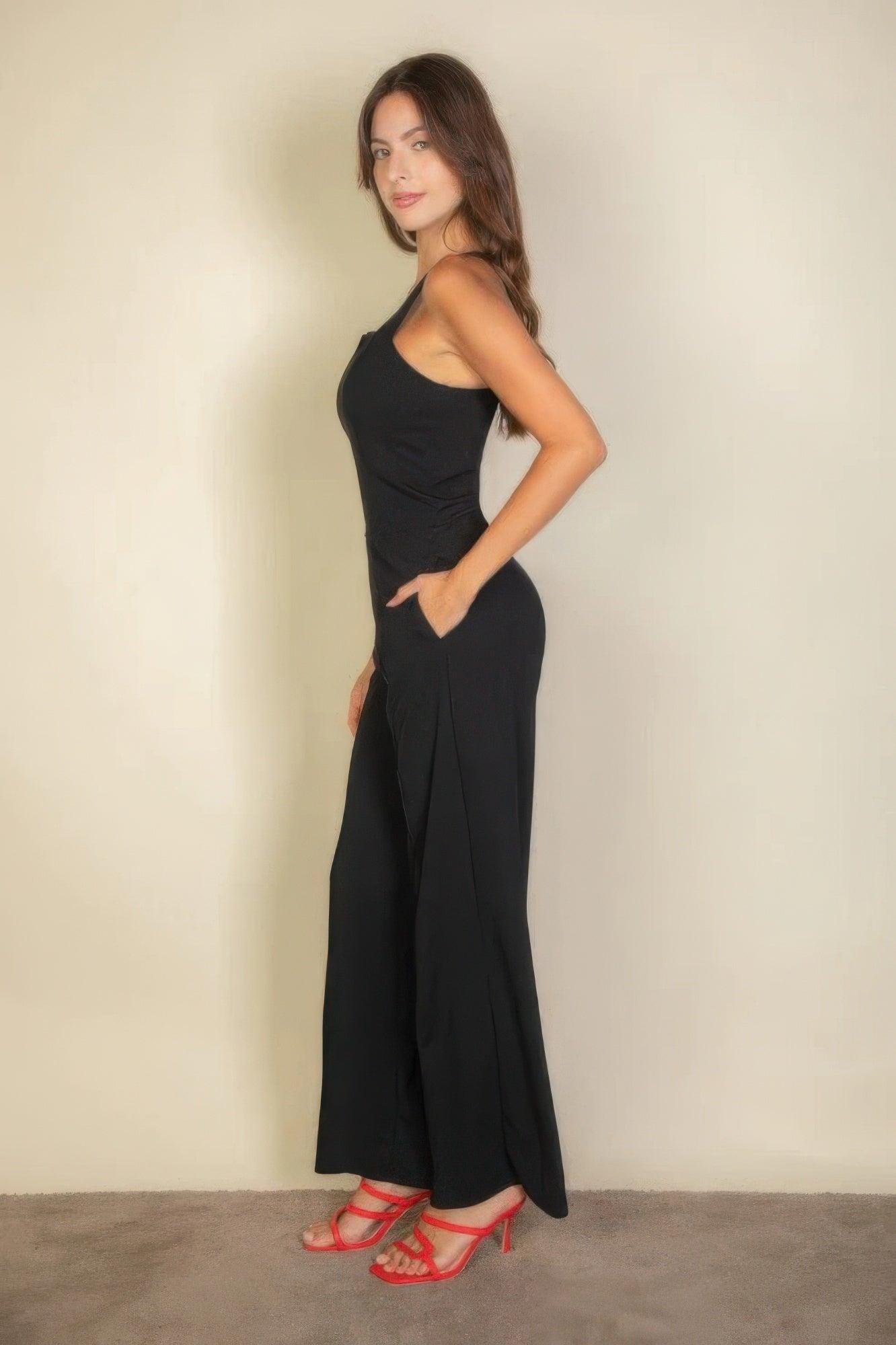 Notched neck cami jumpsuit - Clothes For Her Online Store