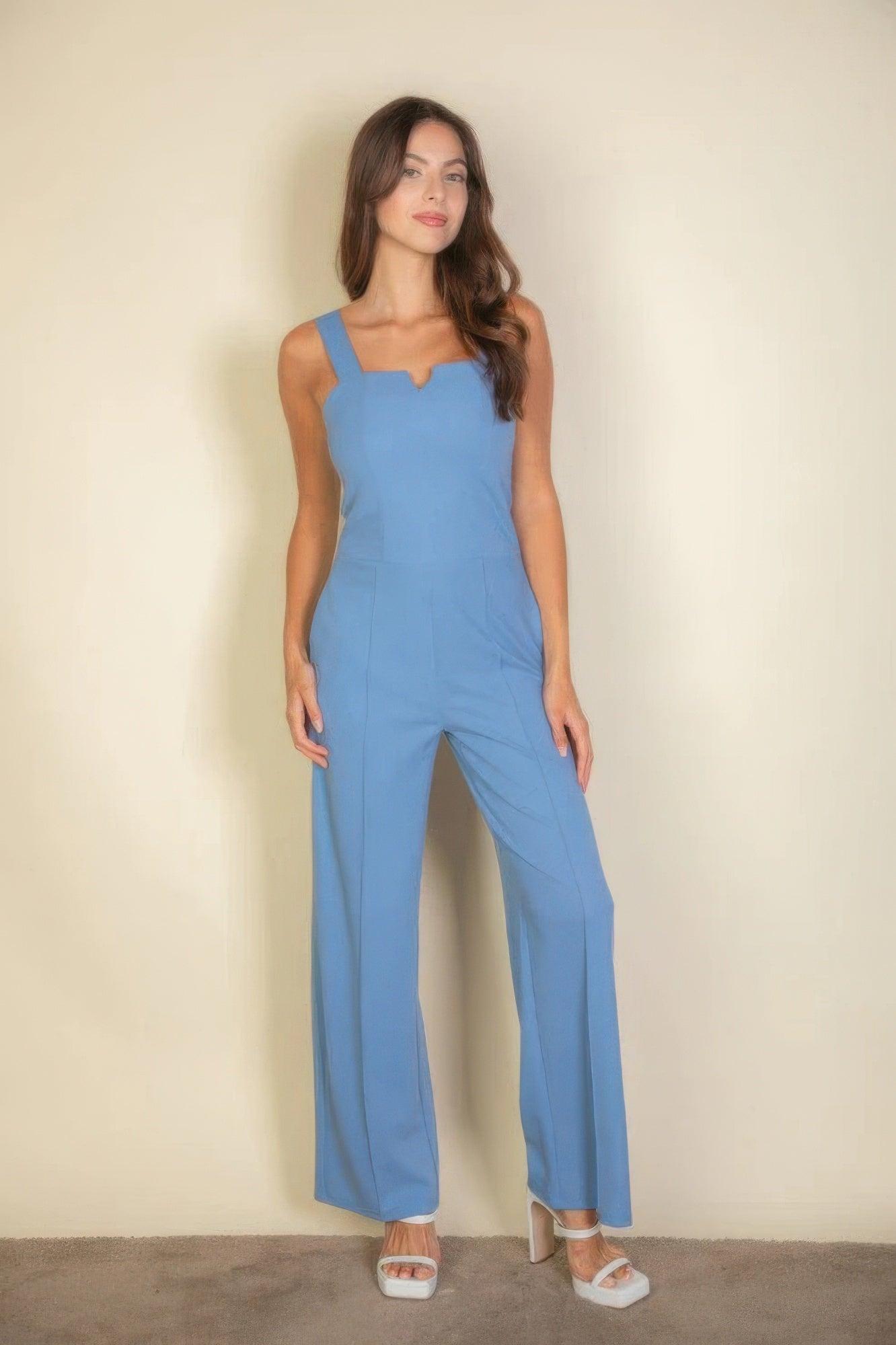 Notched neck cami jumpsuit - Clothes For Her Online Store