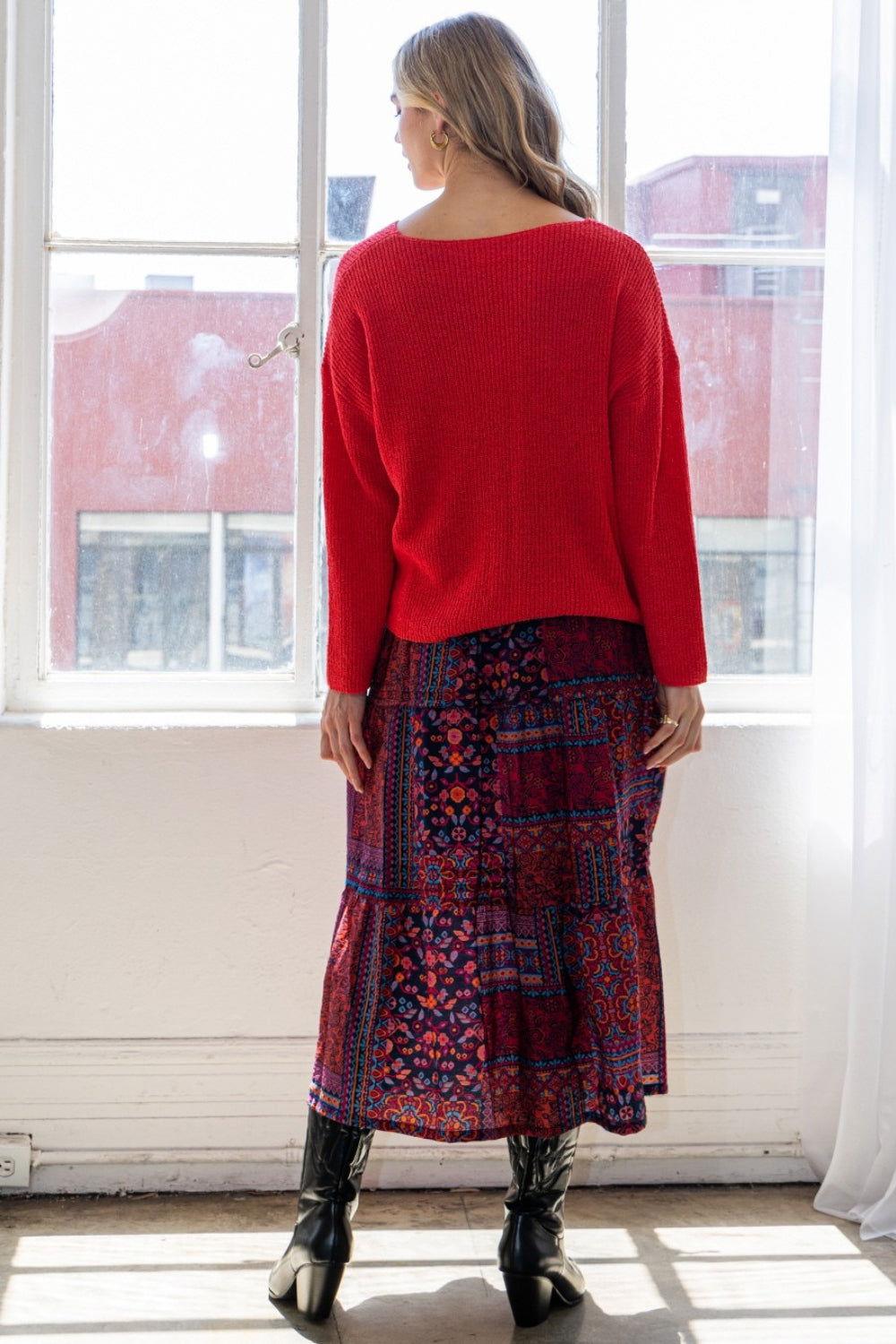 ODDI Full Size Printed Tiered Maxi Skirt - Clothes For Her Online Store