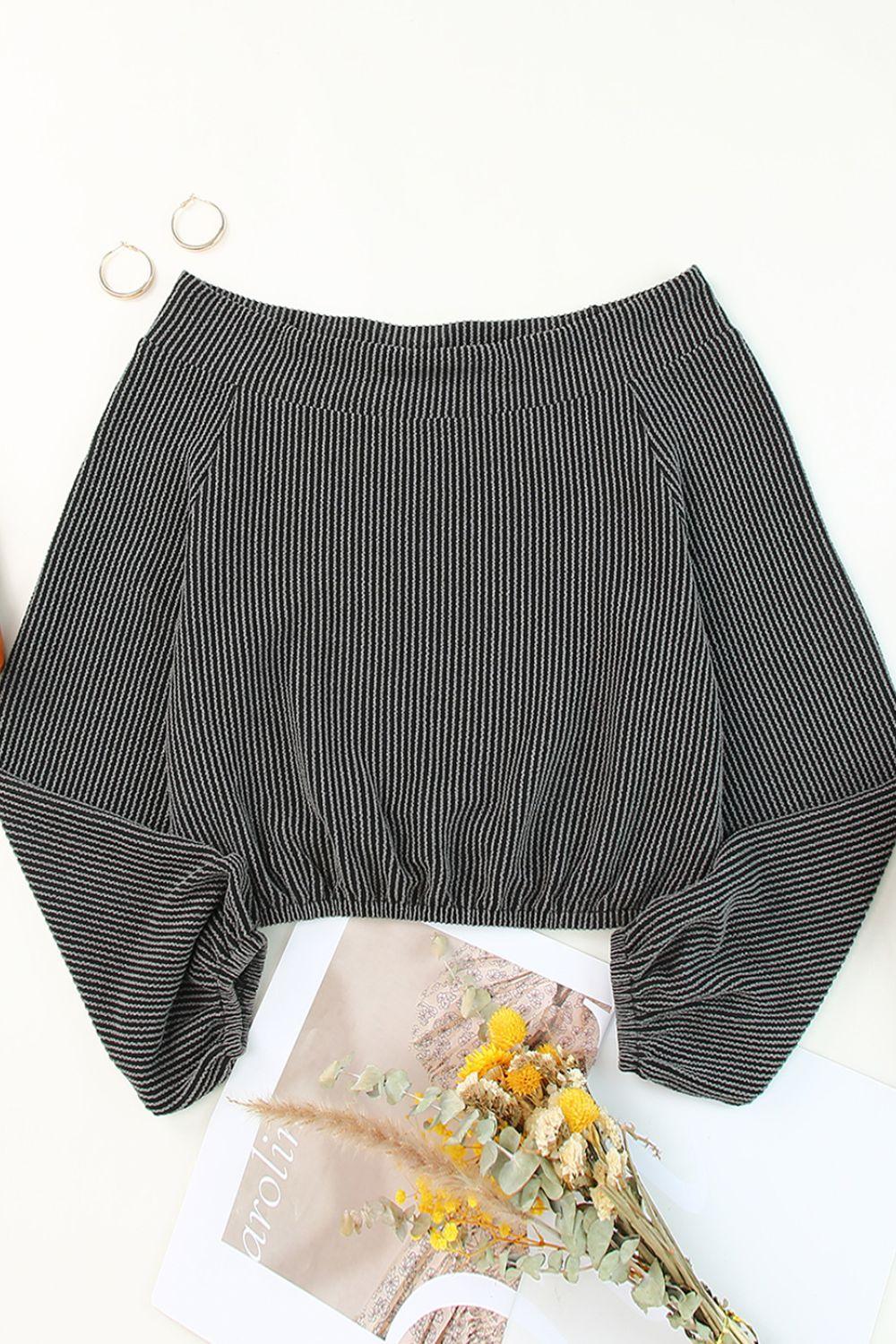 Off-Shoulder Long Sleeve Top - Clothes For Her Online Store