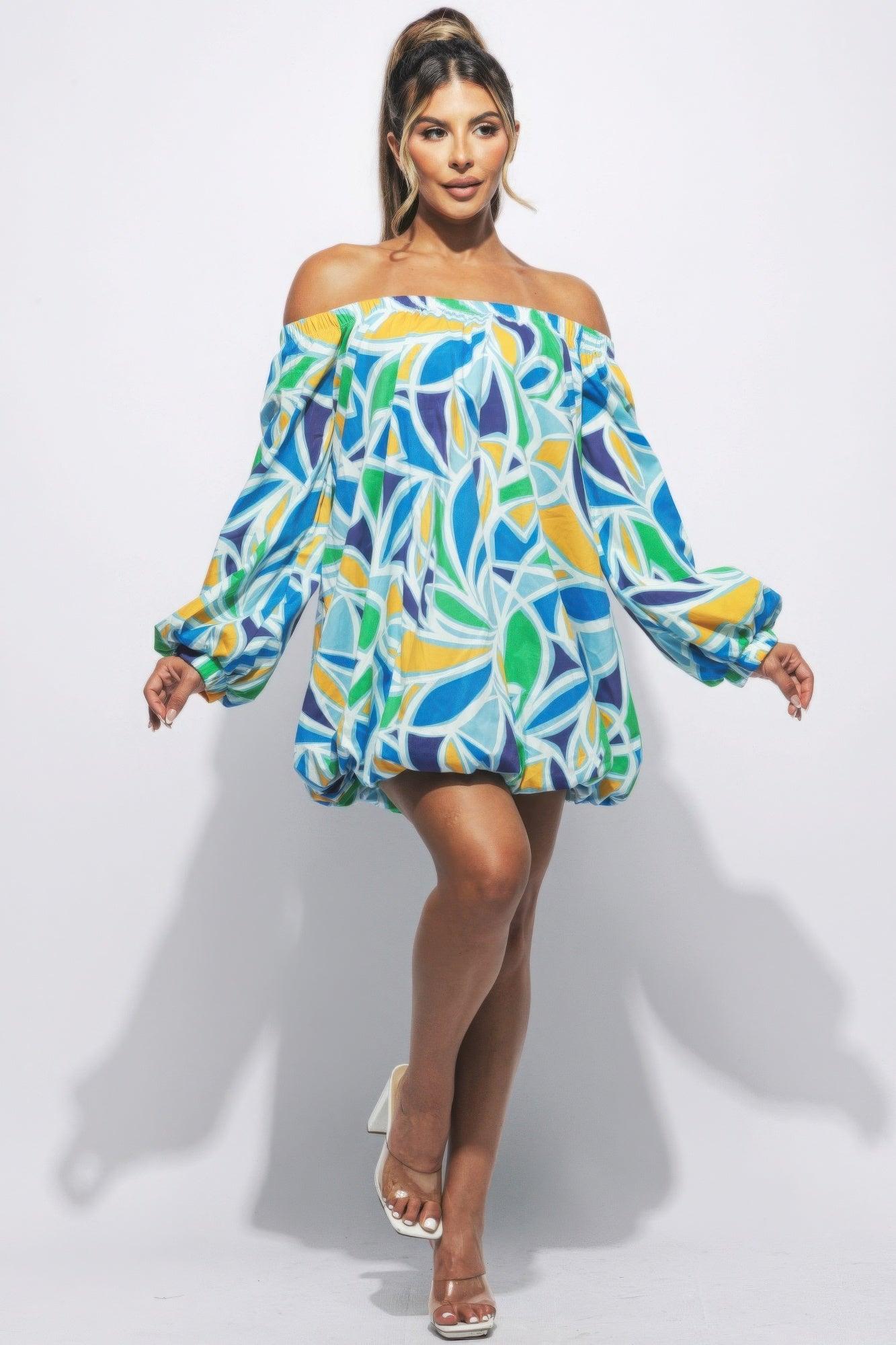 Off Shoulder Bubble Dress - Clothes For Her Online Store