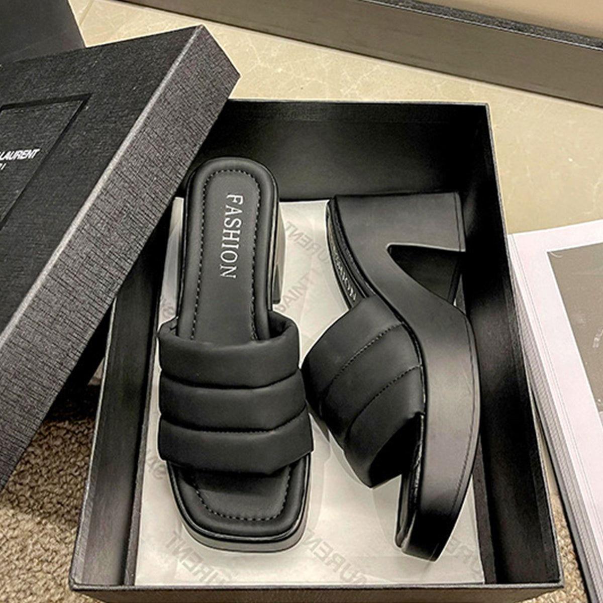 Open Toe Block Heel Sandals - Clothes For Her Online Store