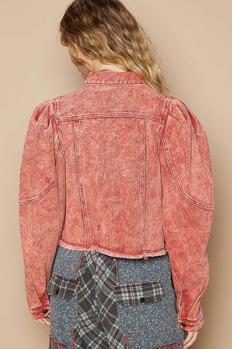 POL Raw Hem Button Up Cropped Denim Jacket - Clothes For Her Online Store