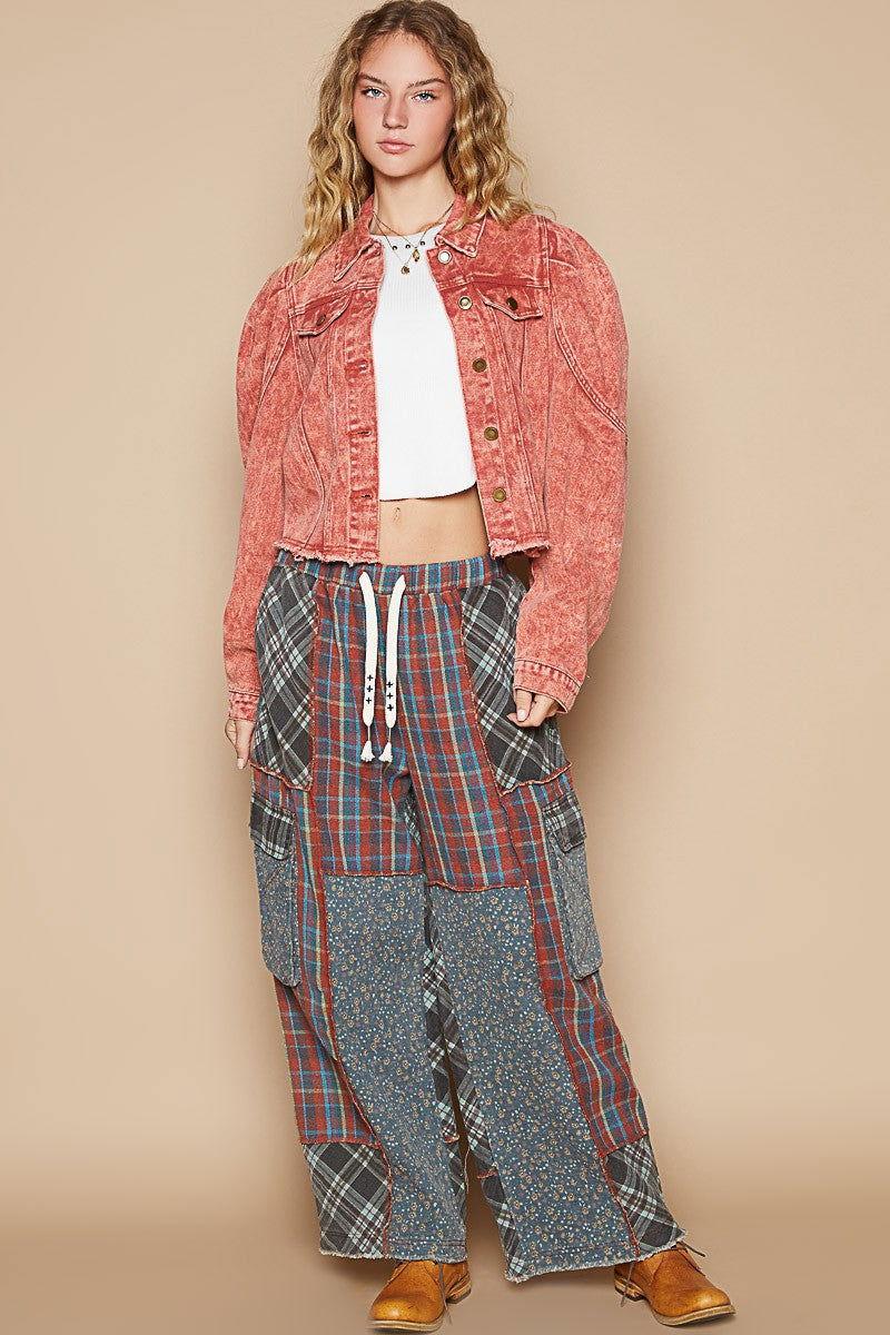 POL Raw Hem Button Up Cropped Denim Jacket - Clothes For Her Online Store