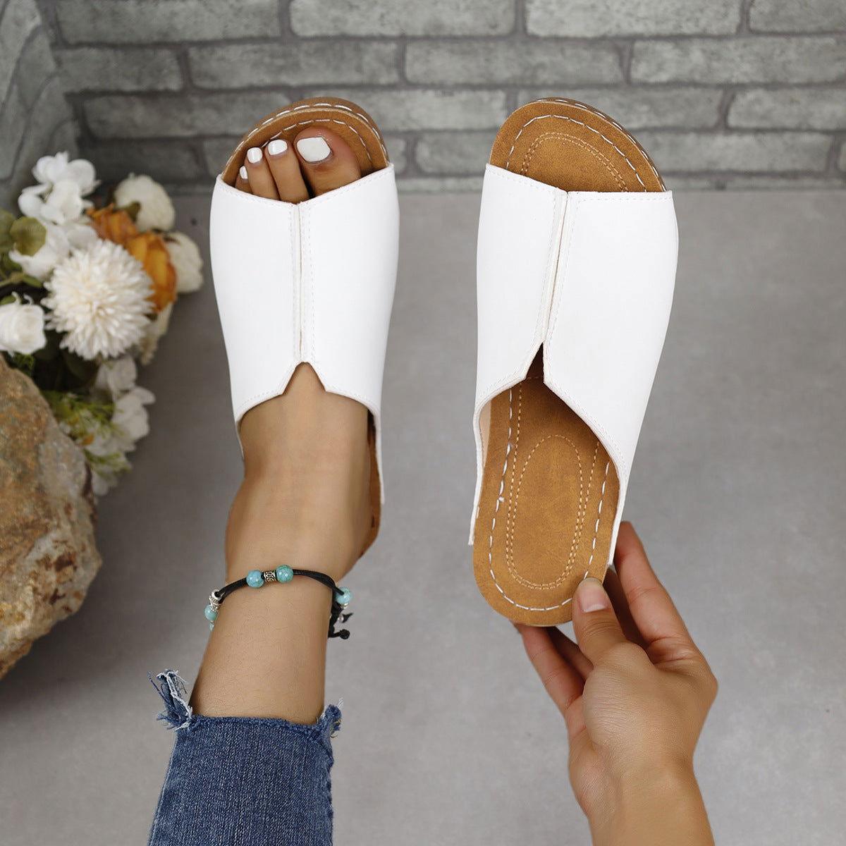 PU Leather Open Toe Sandals - Clothes For Her Online Store