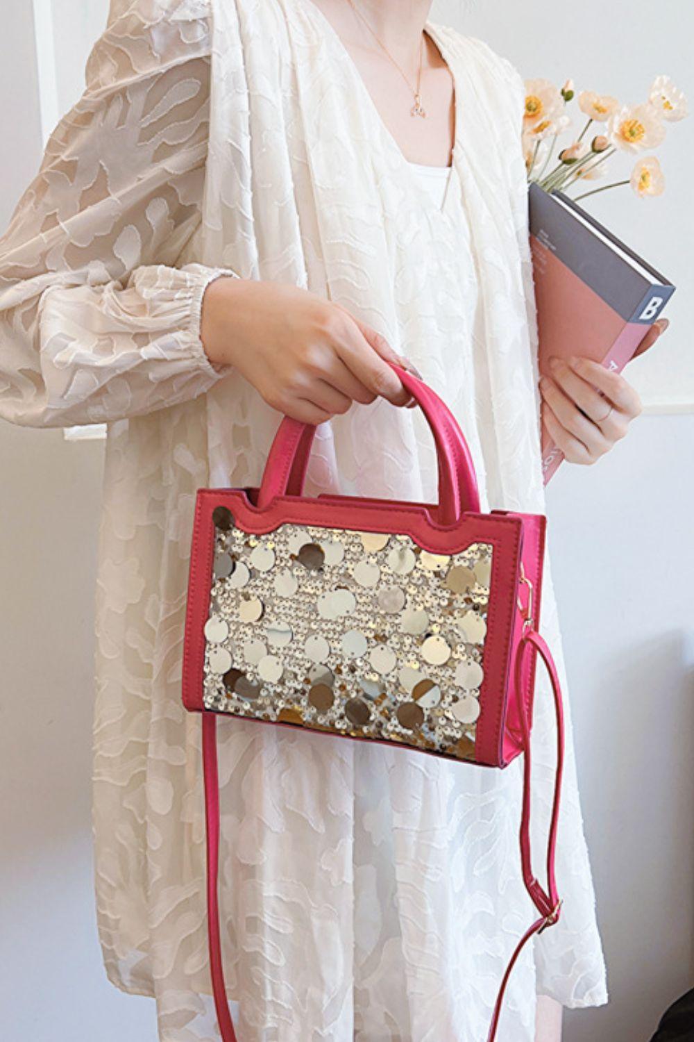 PU Leather Sequin Handbag - Clothes For Her Online Store