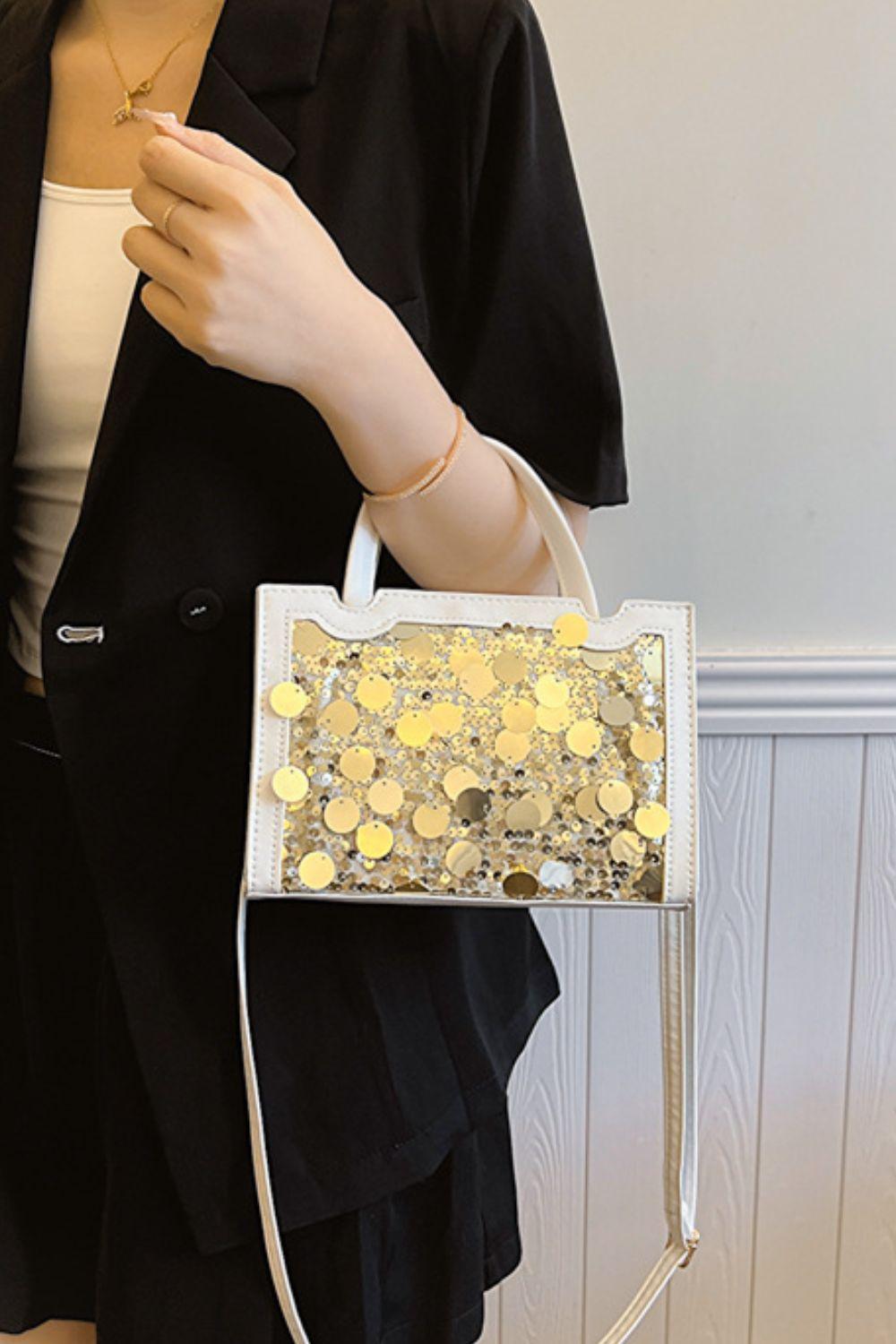 PU Leather Sequin Handbag - Clothes For Her Online Store