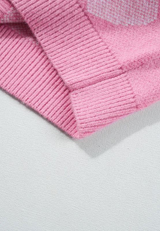 Pearl Trim Heart Round Neck Long Sleeve Sweater - Clothes For Her Online Store