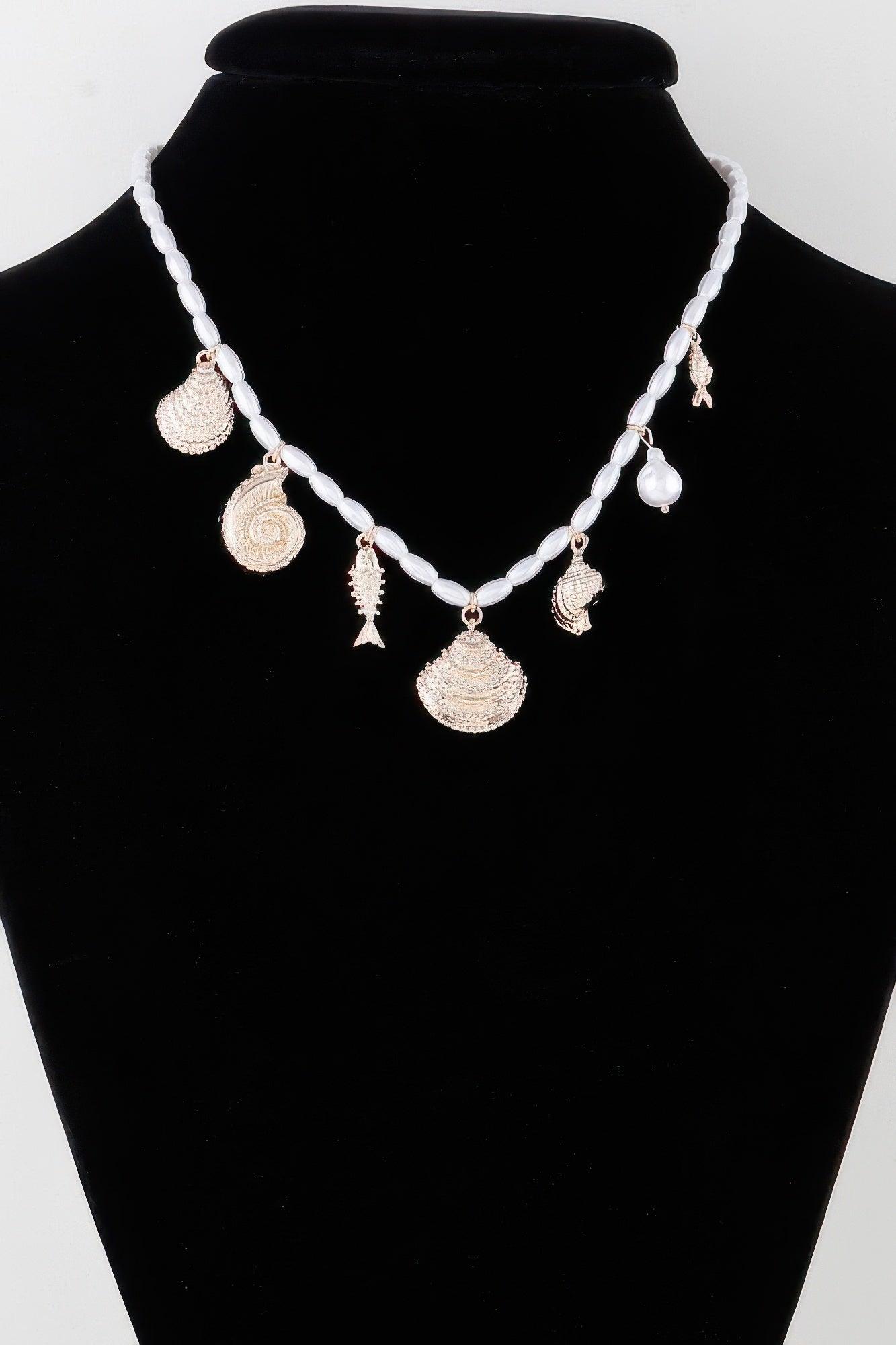 Pearled Under The Sea Charm Necklace - Clothes For Her Online Store