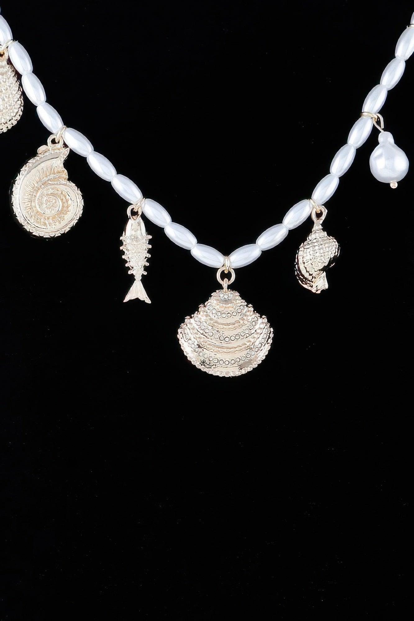 Pearled Under The Sea Charm Necklace - Clothes For Her Online Store