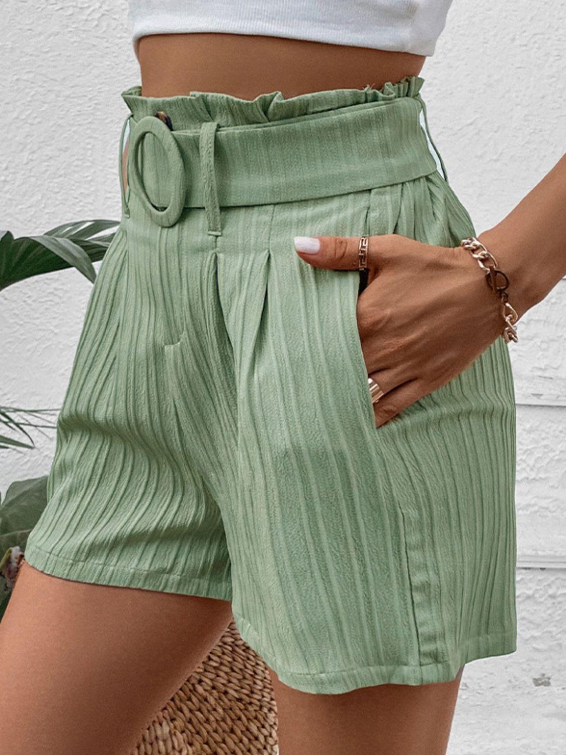 Perfee Belted Shorts with Pockets - Clothes For Her Online Store