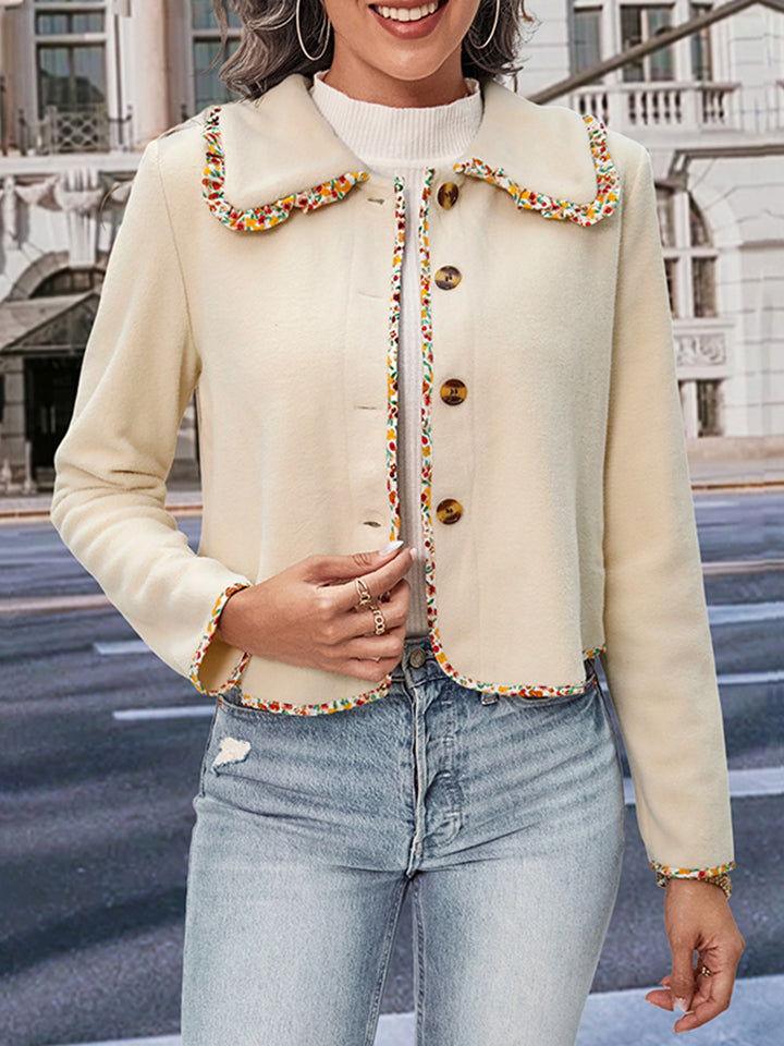 Perfee Collared Neck Button-Down Long Sleeve Jacket - Clothes For Her Online Store