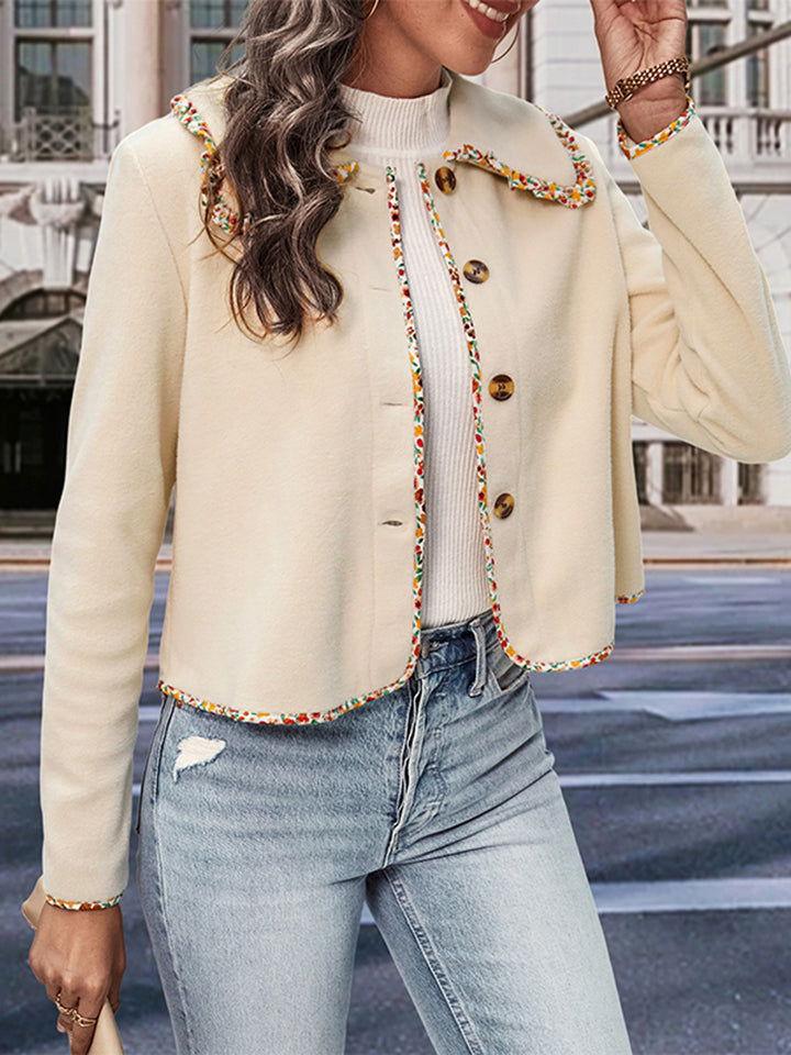 Perfee Collared Neck Button-Down Long Sleeve Jacket - Clothes For Her Online Store