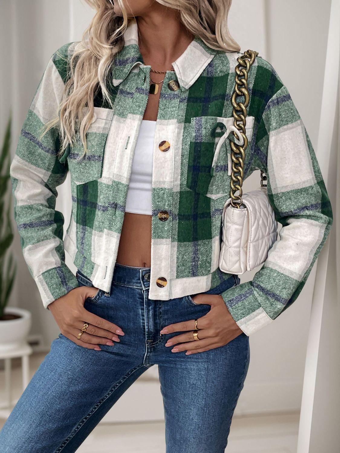 Perfee Color Block Button Up Jacket - Clothes For Her Online Store