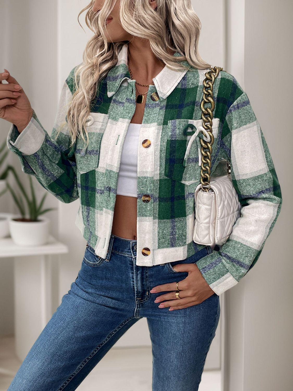 Perfee Color Block Button Up Jacket - Clothes For Her Online Store