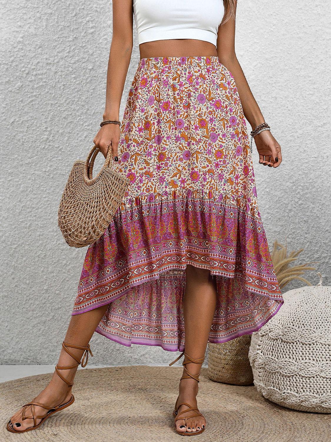Perfee High-Low Elastic Waist Skirt - Clothes For Her Online Store