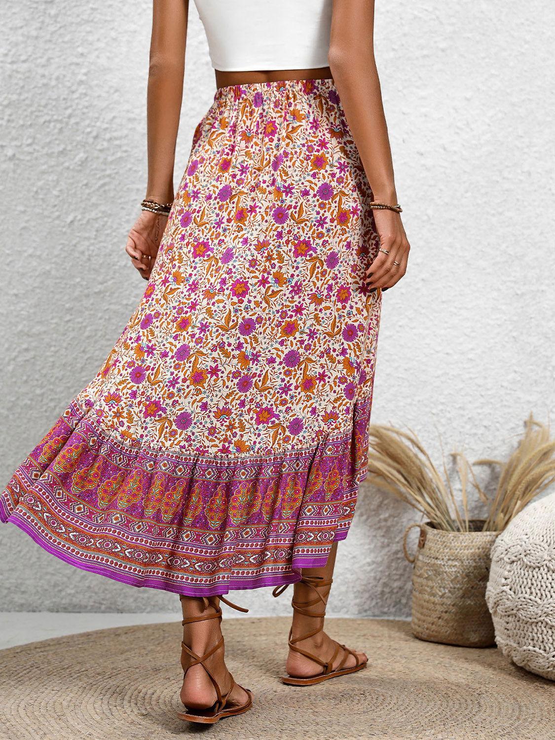 Perfee High-Low Elastic Waist Skirt - Clothes For Her Online Store