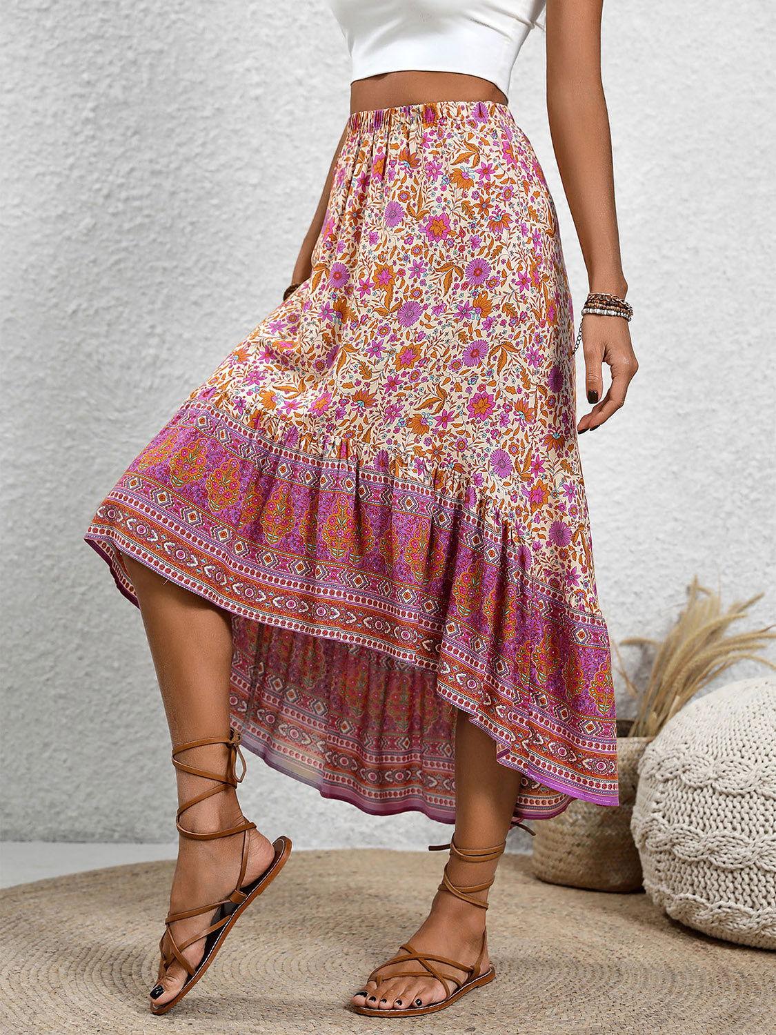 Perfee High-Low Elastic Waist Skirt - Clothes For Her Online Store