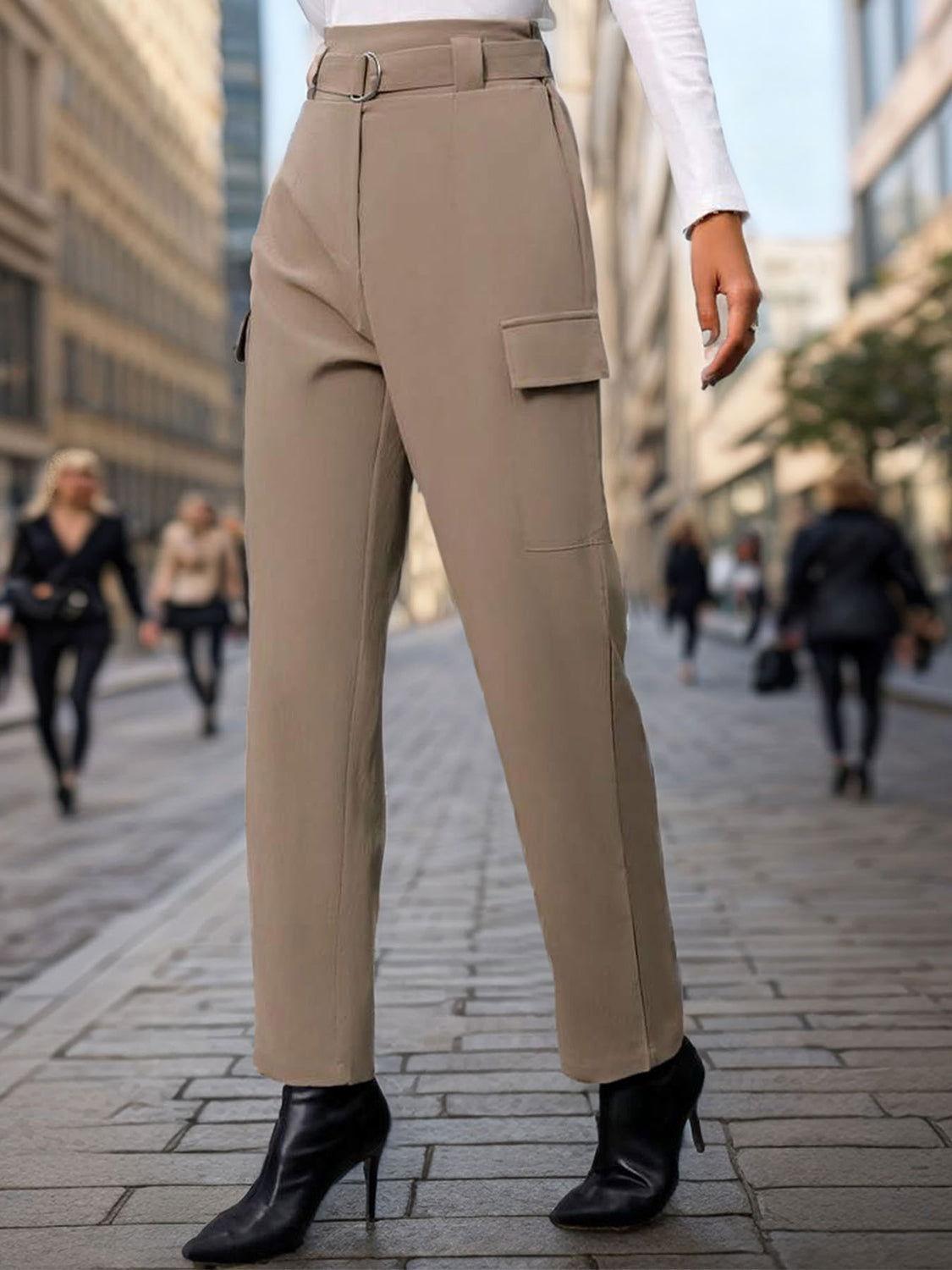 Perfee High Waist Straight Pants - Clothes For Her Online Store