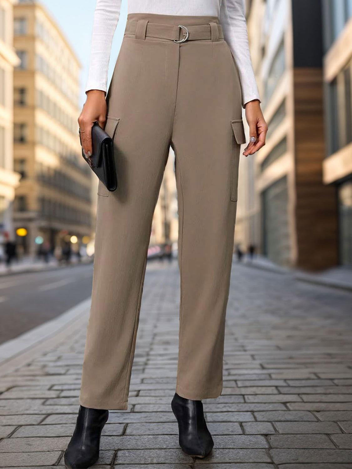 Perfee High Waist Straight Pants - Clothes For Her Online Store