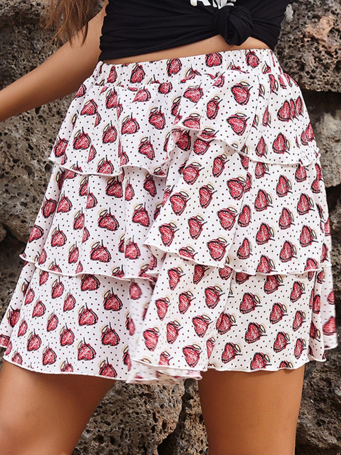 Perfee Layered Printed Mini Skirt - Clothes For Her Online Store