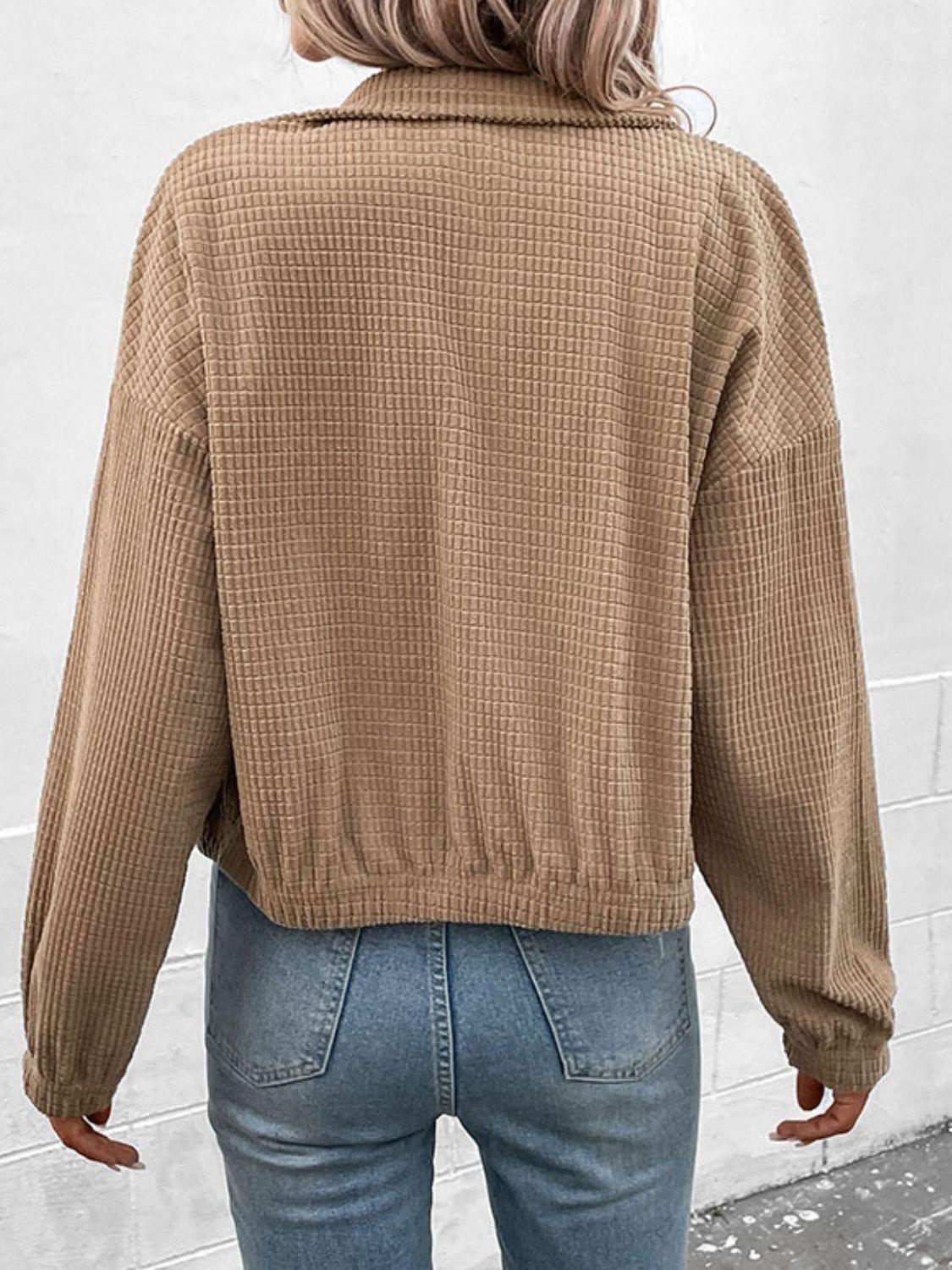 Perfee Long Sleeve Dropped Shoulder Jacket - Clothes For Her Online Store