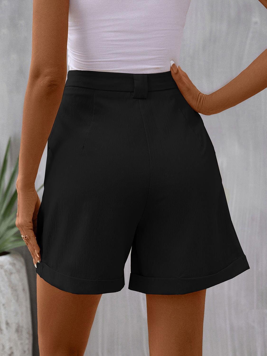 Perfee Pocketed Mid-Rise Waist Shorts - Clothes For Her Online Store