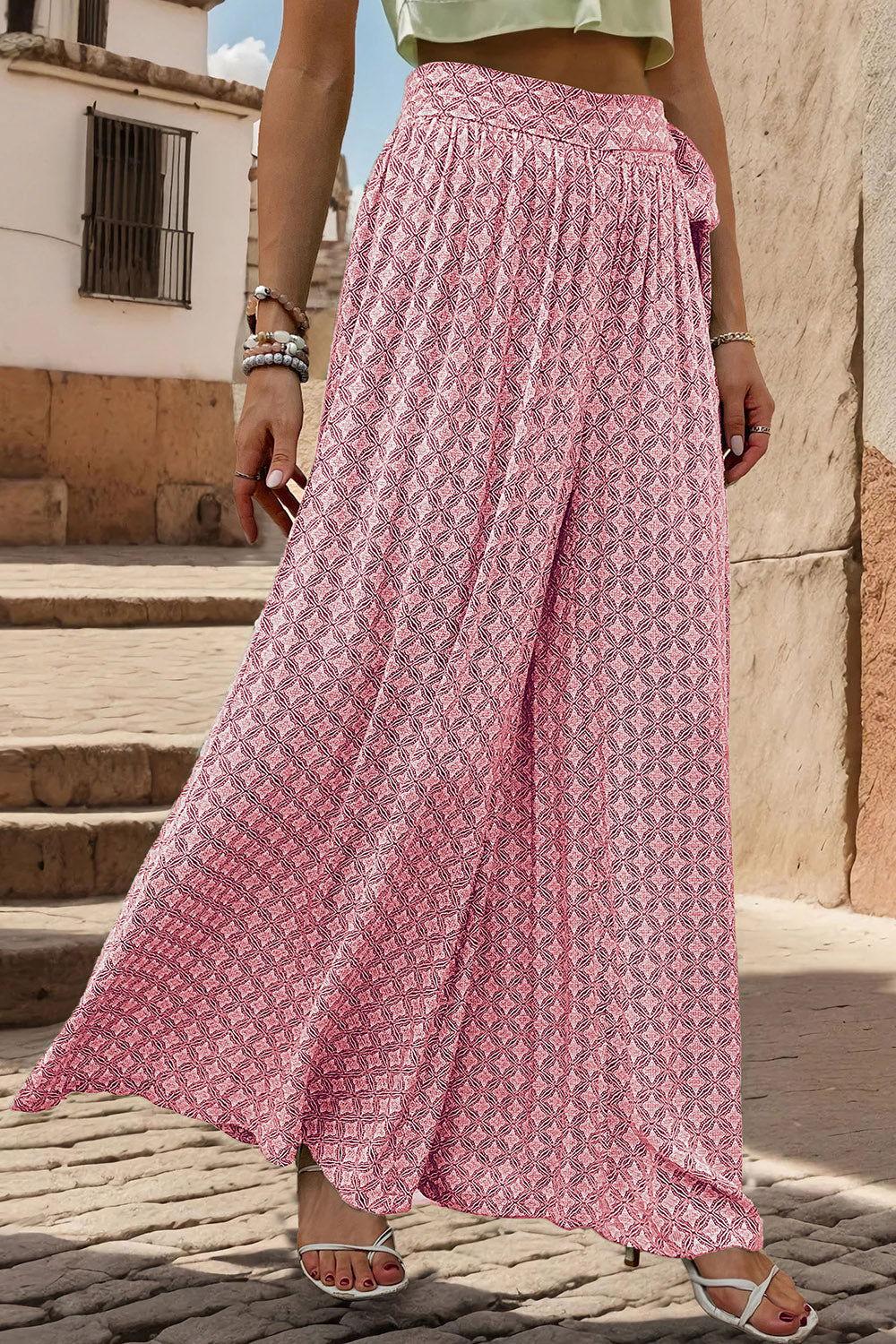 Perfee Printed Tied Wide Leg Pants - Clothes For Her Online Store