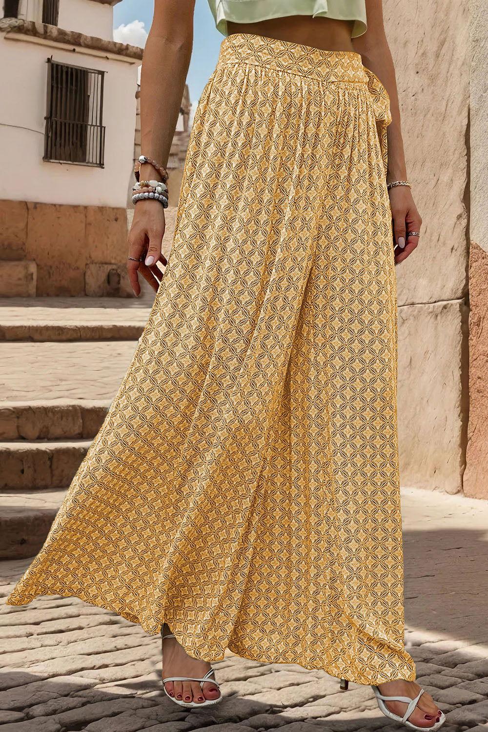 Perfee Printed Tied Wide Leg Pants - Clothes For Her Online Store