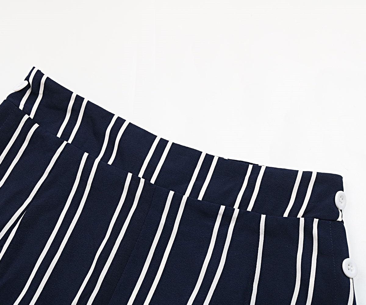 Perfee Striped Slit Wide Leg Pants - Clothes For Her Online Store