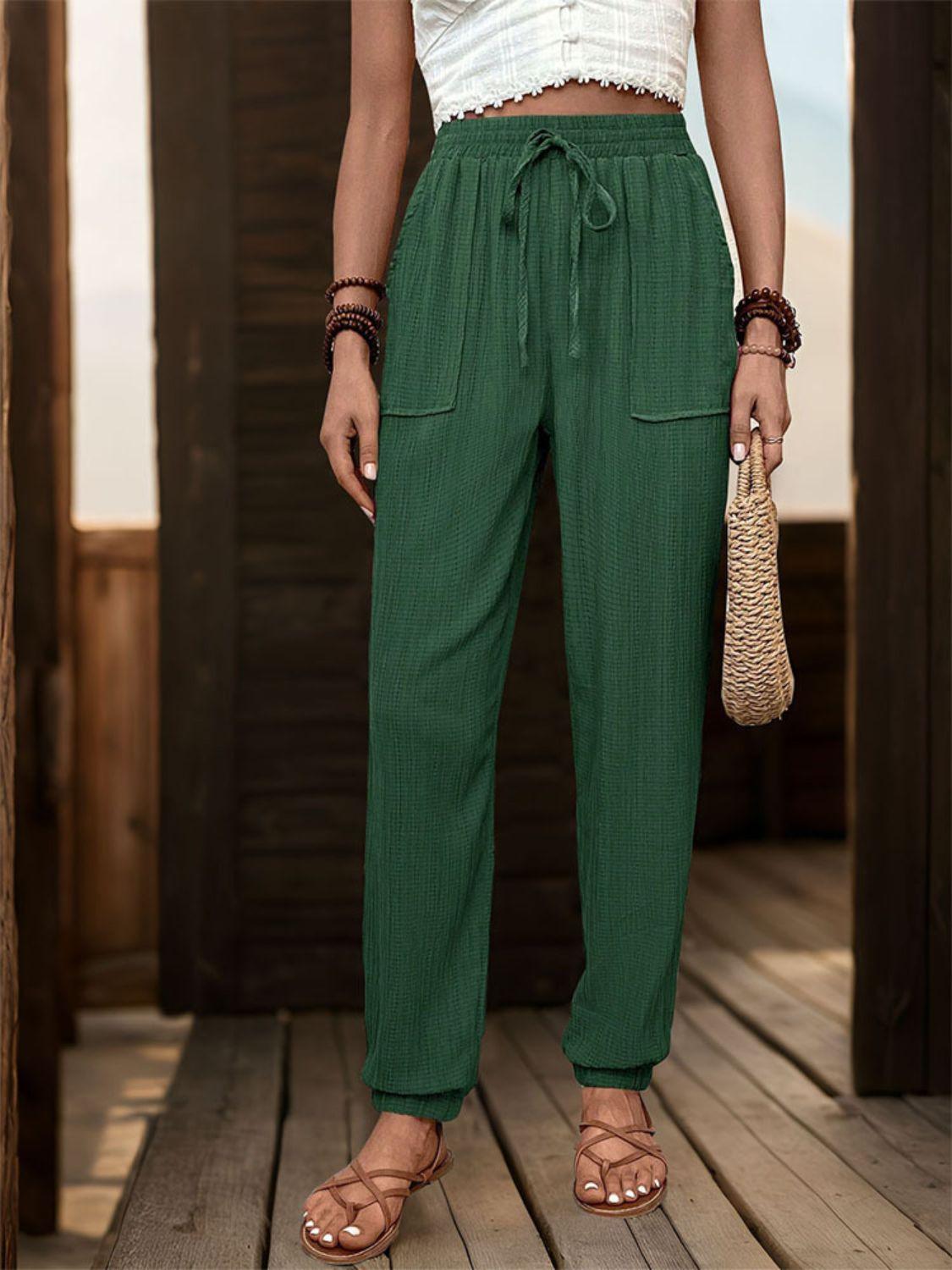Perfee Textured High Waist Joggers - Clothes For Her Online Store