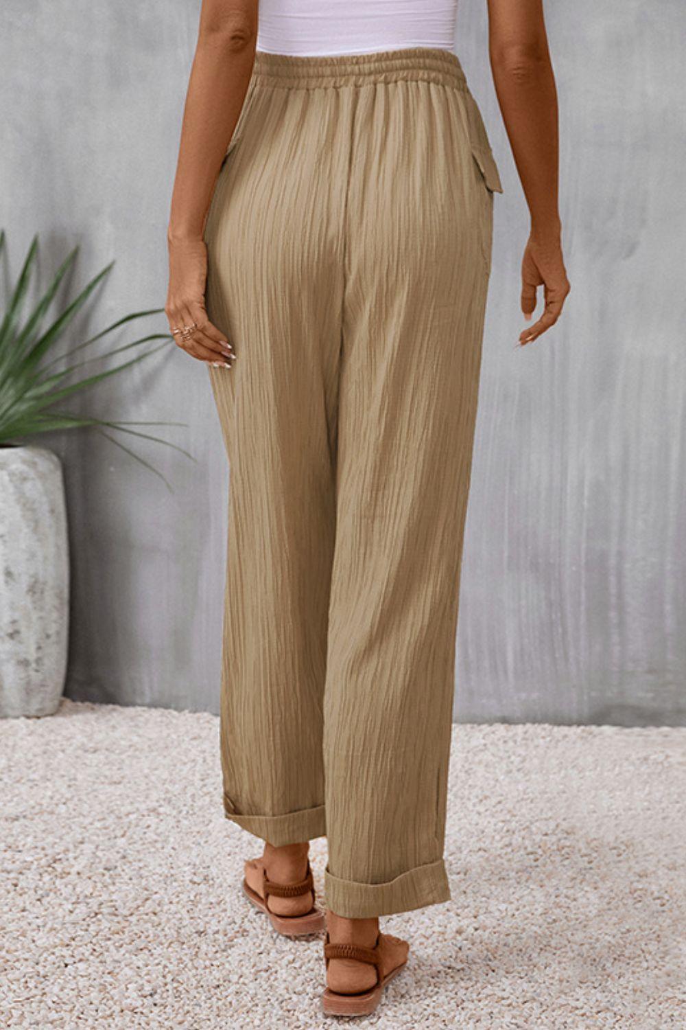 Perfee Tie Waist Pocketed Long Pants - Clothes For Her Online Store