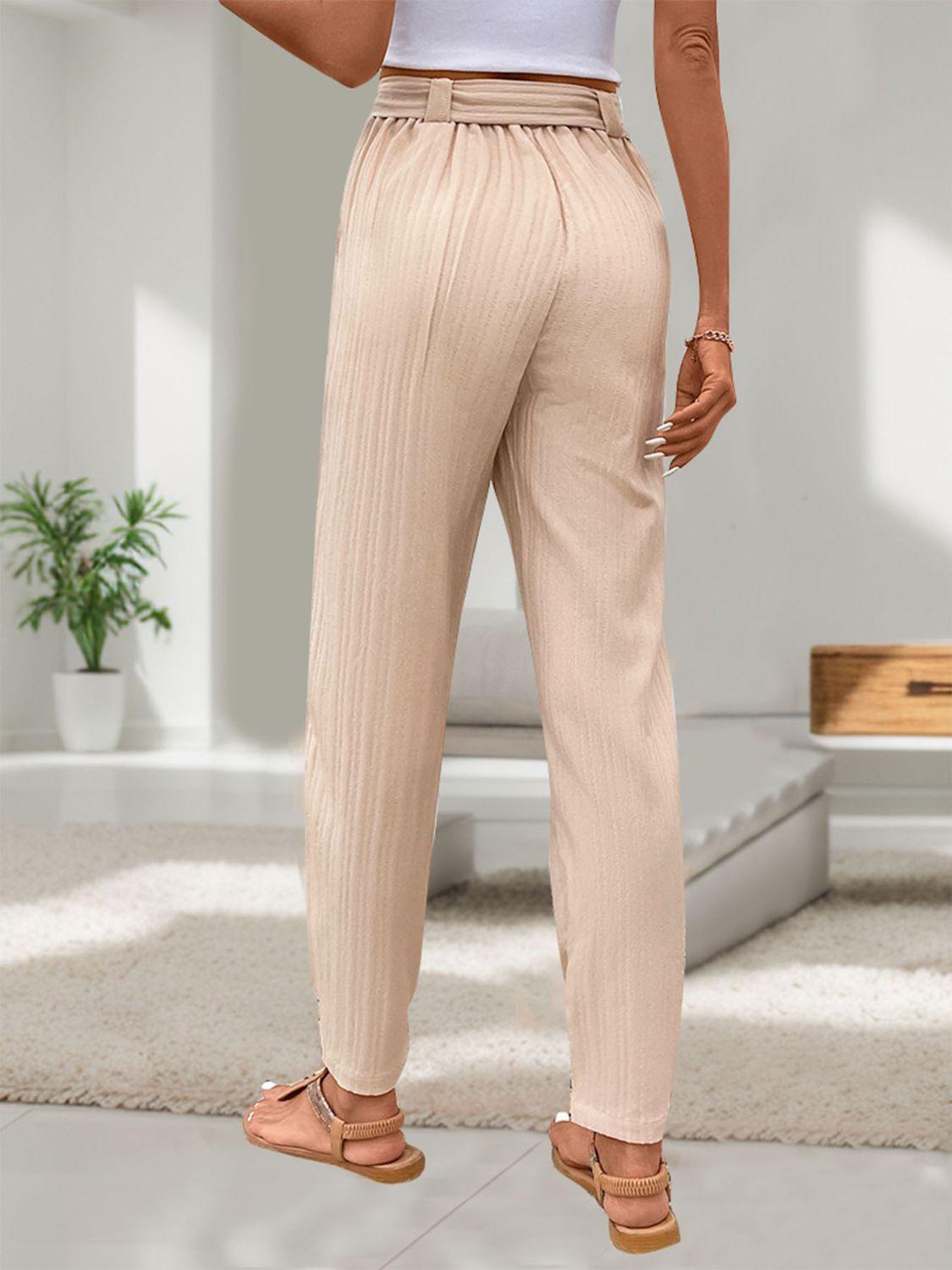 Perfee Tied High Waist Pants - Clothes For Her Online Store