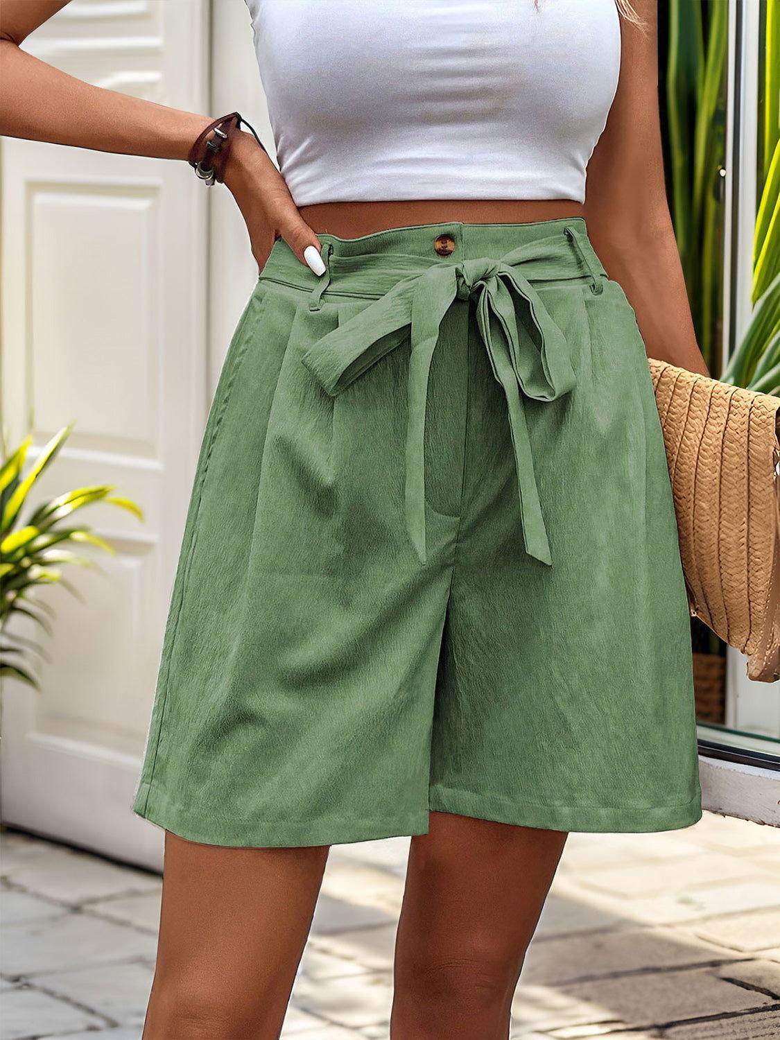 Perfee Tied High Waist Shorts with Pockets - Clothes For Her Online Store