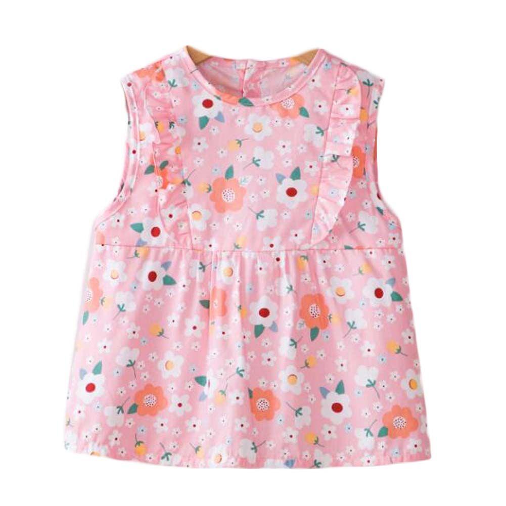 Pink Flora Baby's Inner Waterproof Apron Eating Smock Girl's Princess Smock Sleeveless Bib - Clothes For Her Online Store