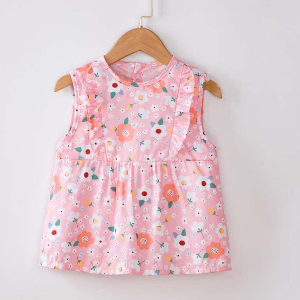 Pink Flora Baby's Inner Waterproof Apron Eating Smock Girl's Princess Smock Sleeveless Bib - Clothes For Her Online Store