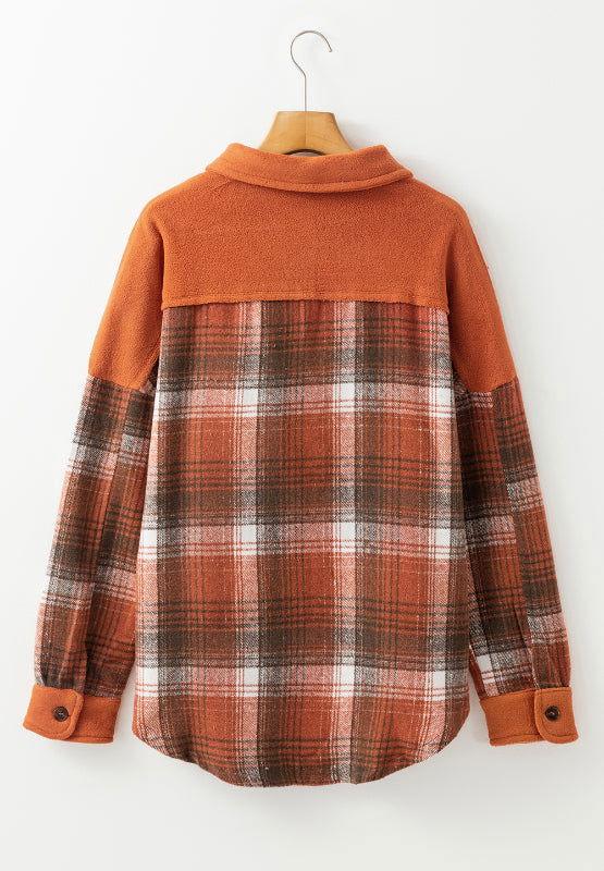 Plaid Button Up Long Sleeve Jacket - Clothes For Her Online Store