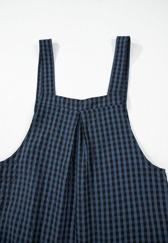 Plaid Wide Strap Wide Leg Overalls - Clothes For Her Online Store