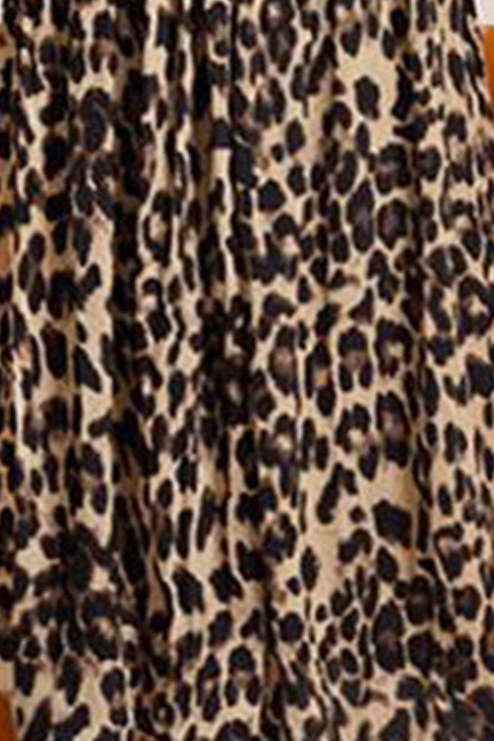 Plus Size Leopard Elastic Waist Midi Skirt - Clothes For Her Online Store