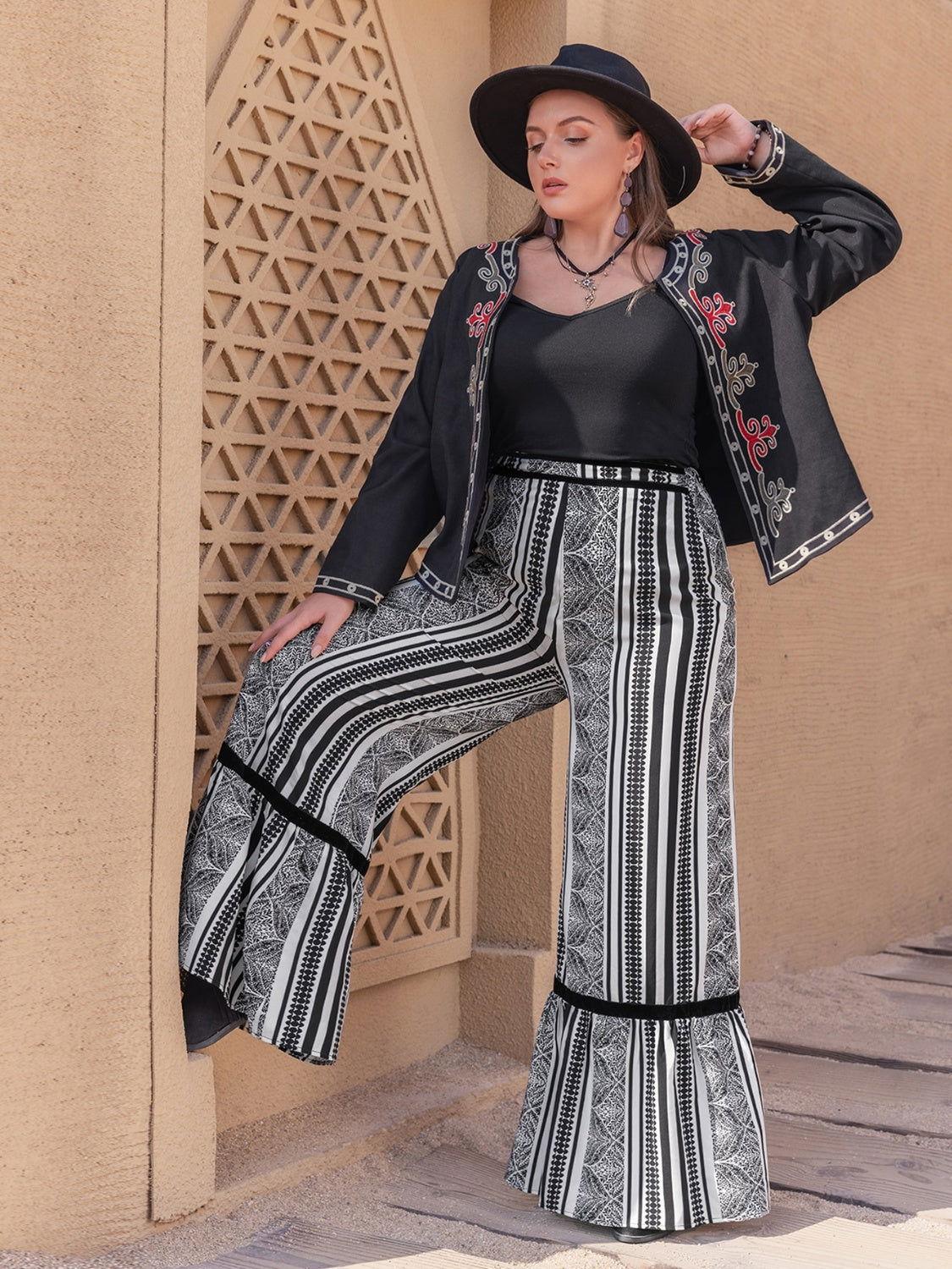 Plus Size Printed Wide Leg Pants - Clothes For Her Online Store