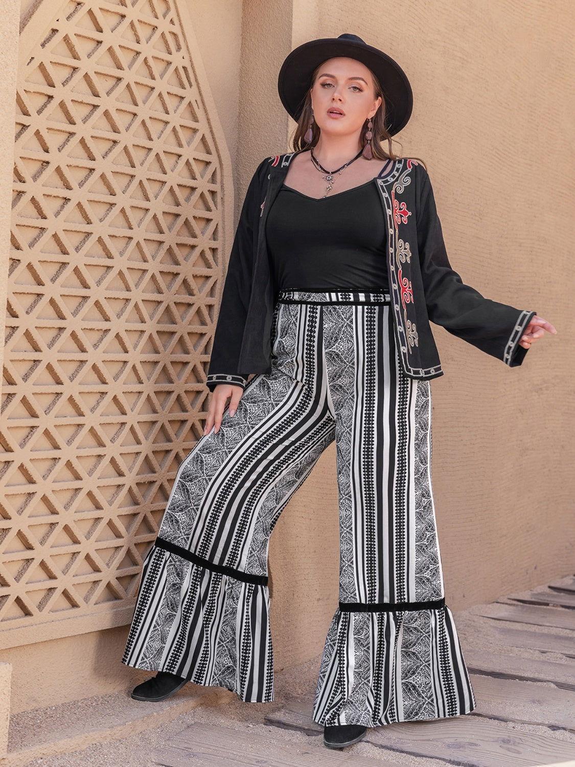 Plus Size Printed Wide Leg Pants - Clothes For Her Online Store
