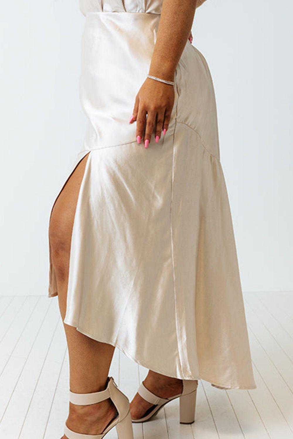 Plus Size Slit Ruffled Skirt - Clothes For Her Online Store