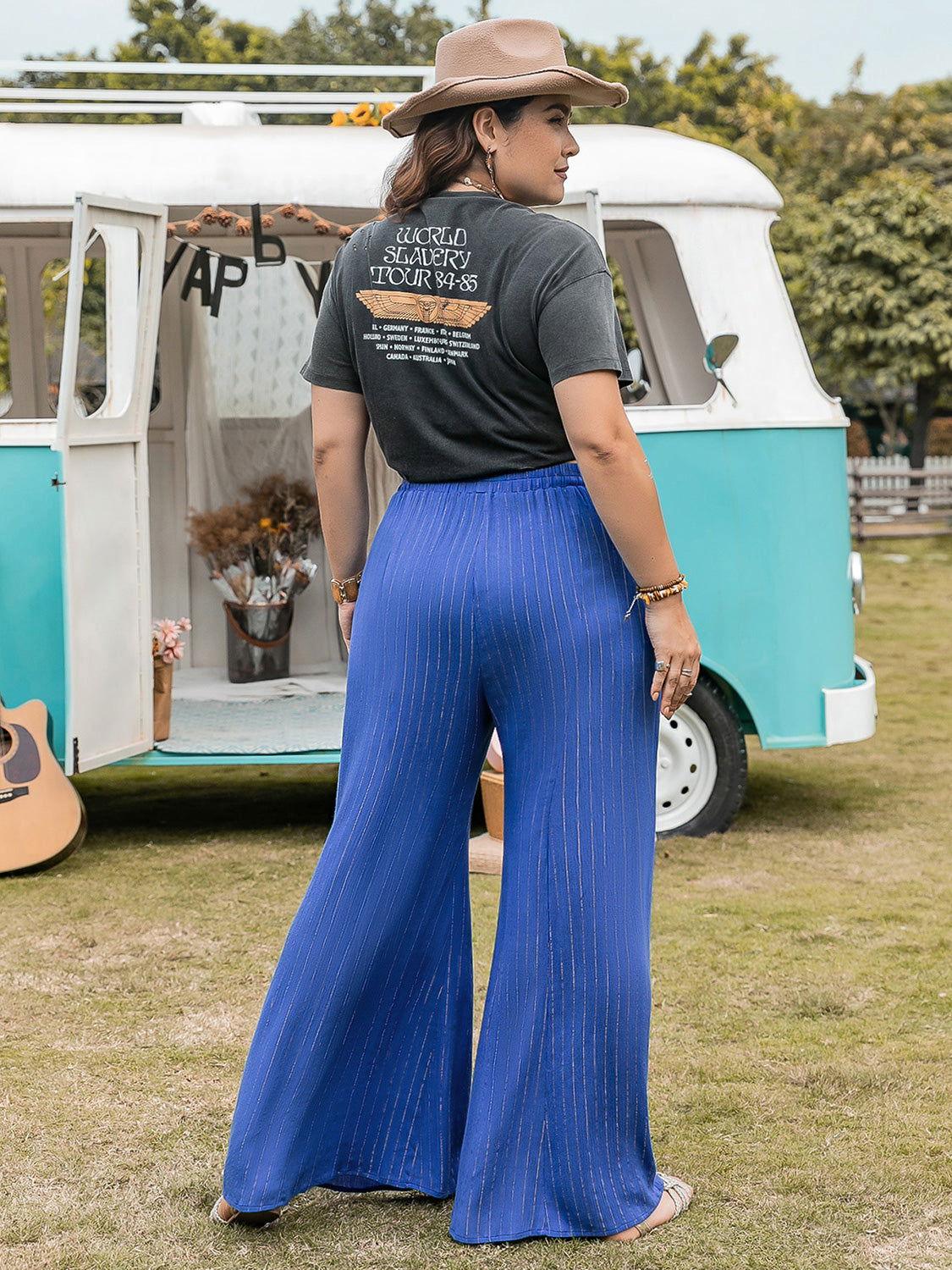 Plus Size Striped Wide-Leg Pants - Clothes For Her Online Store