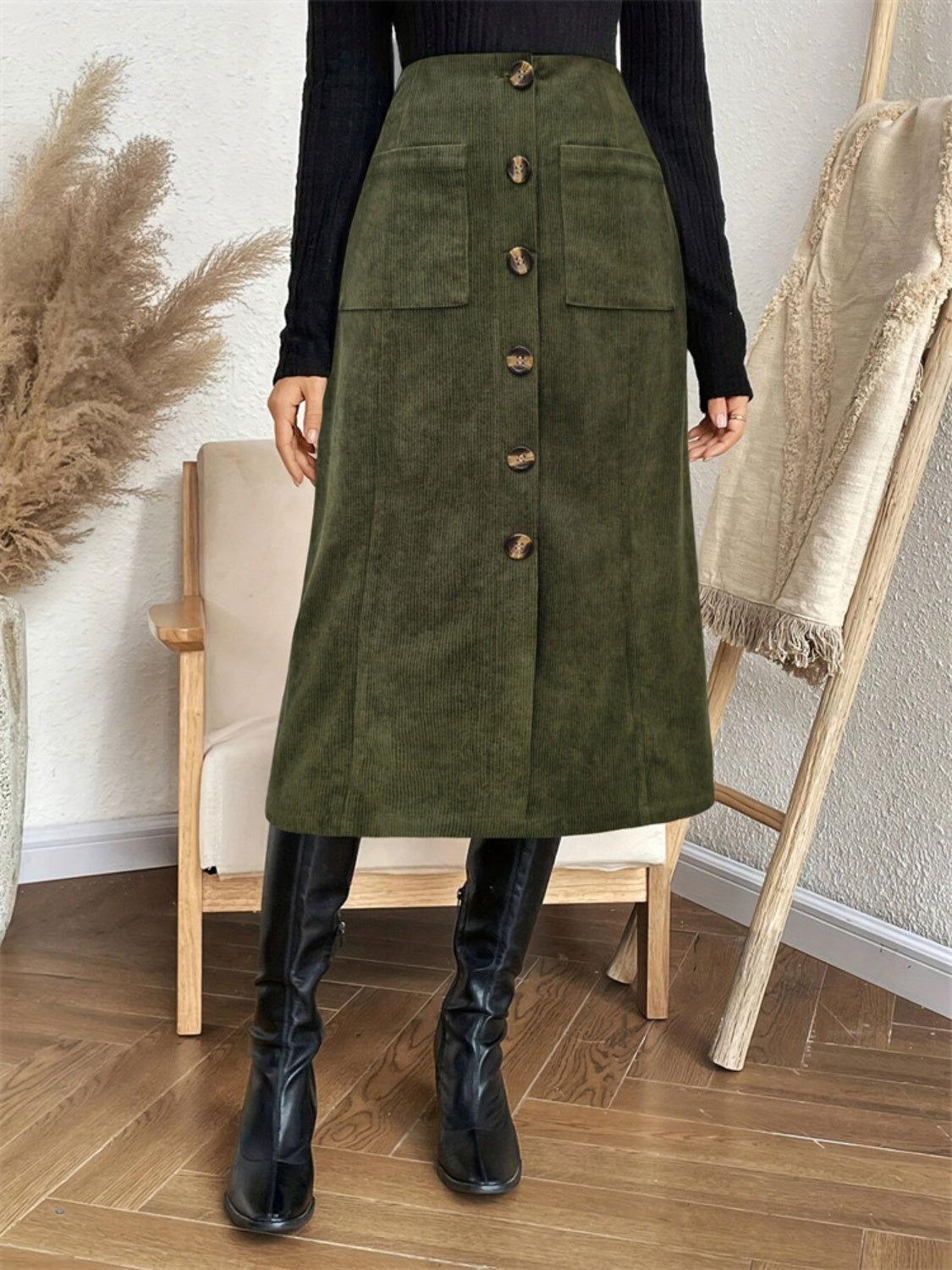 Pocketed Back Elastic Waist Skirt - Clothes For Her Online Store