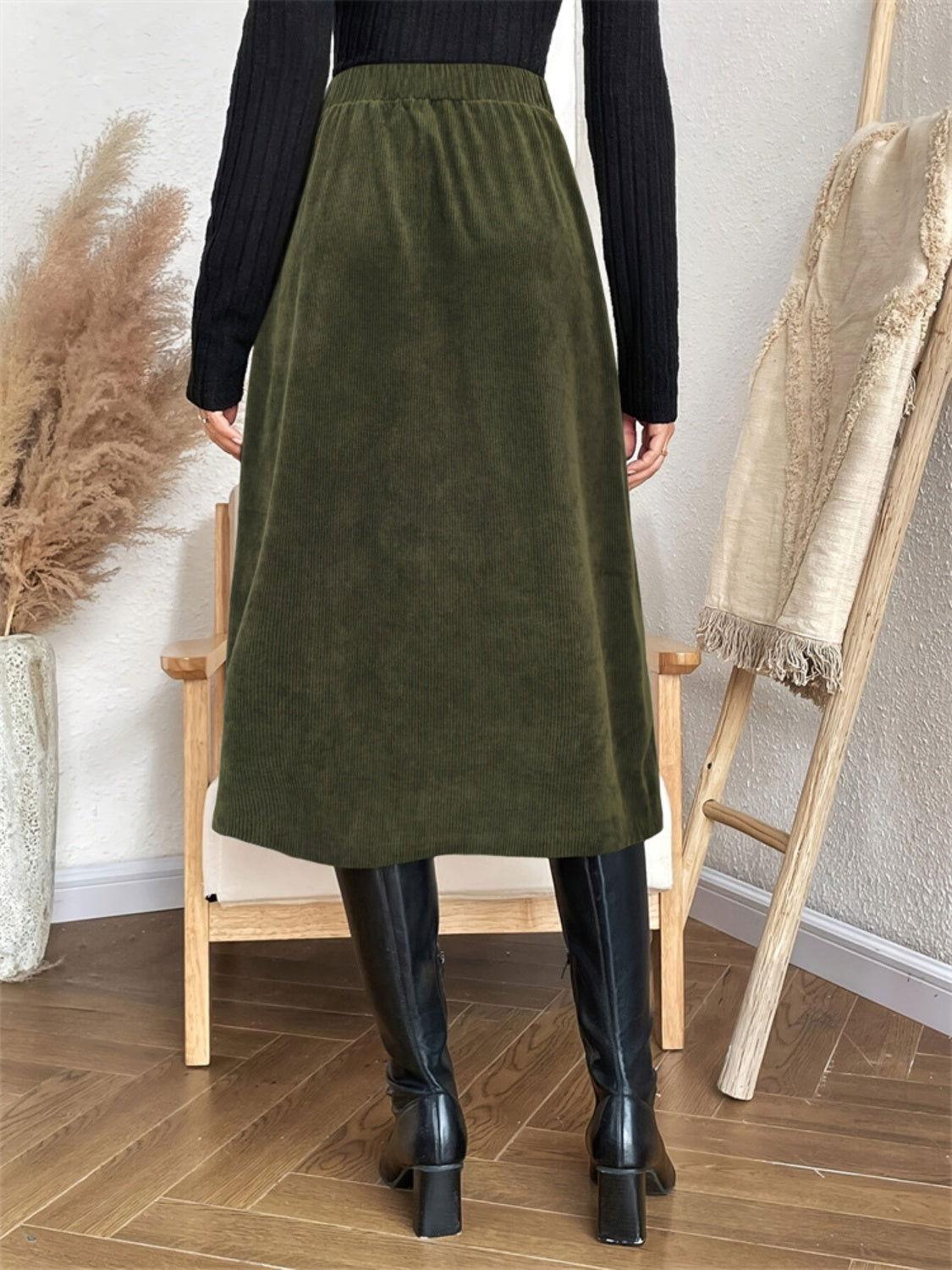 Pocketed Back Elastic Waist Skirt - Clothes For Her Online Store