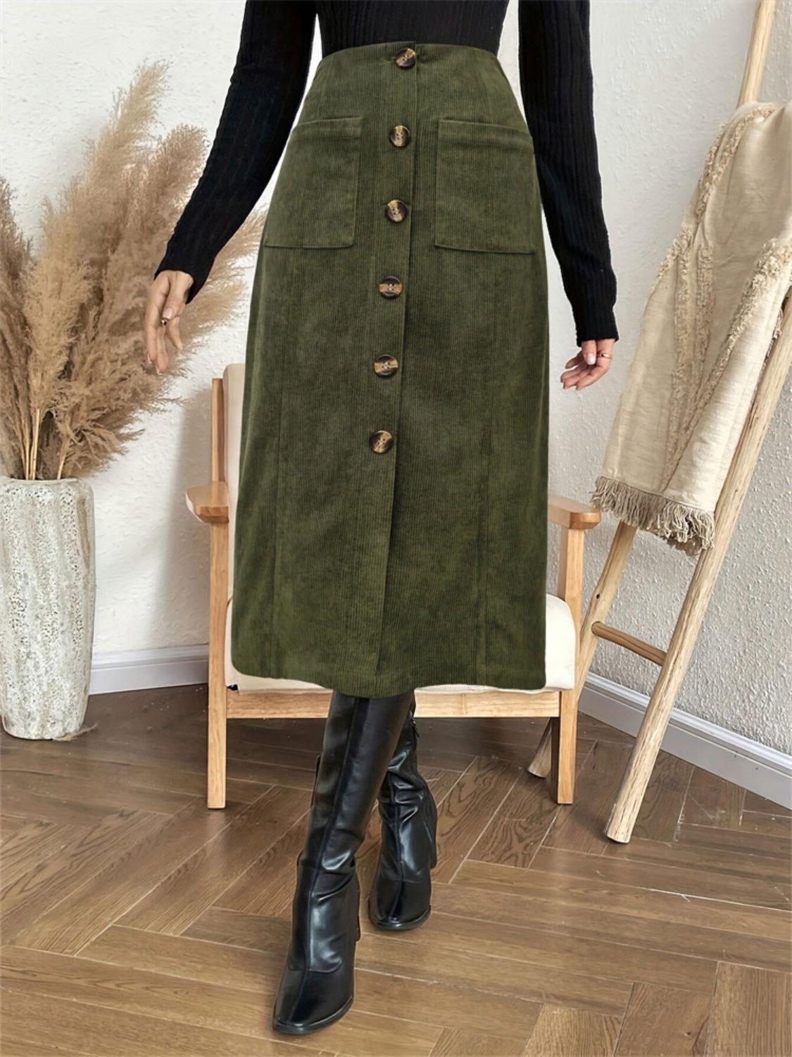 Pocketed Back Elastic Waist Skirt - Clothes For Her Online Store