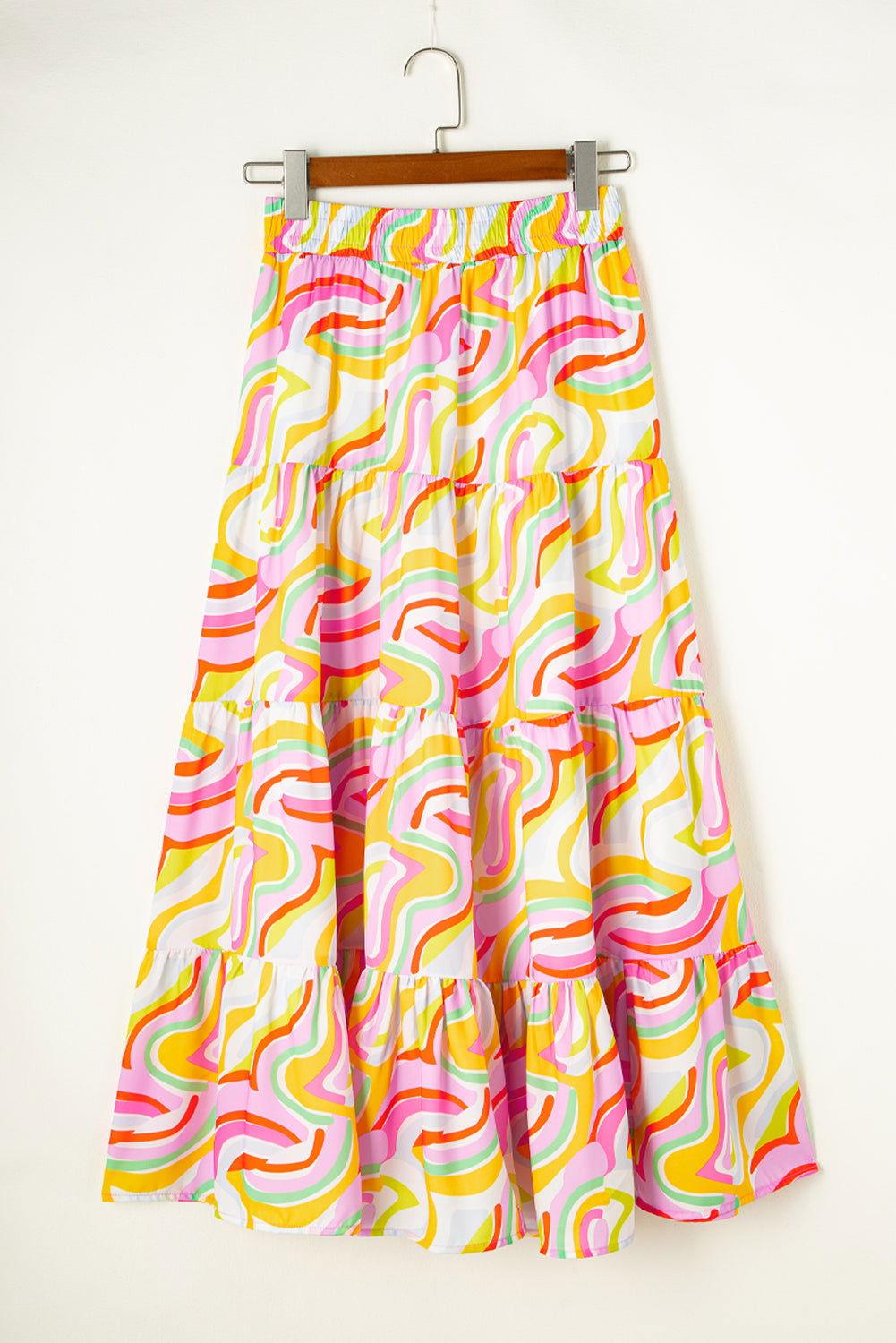 Printed Elastic Waist Skirt - Clothes For Her Online Store