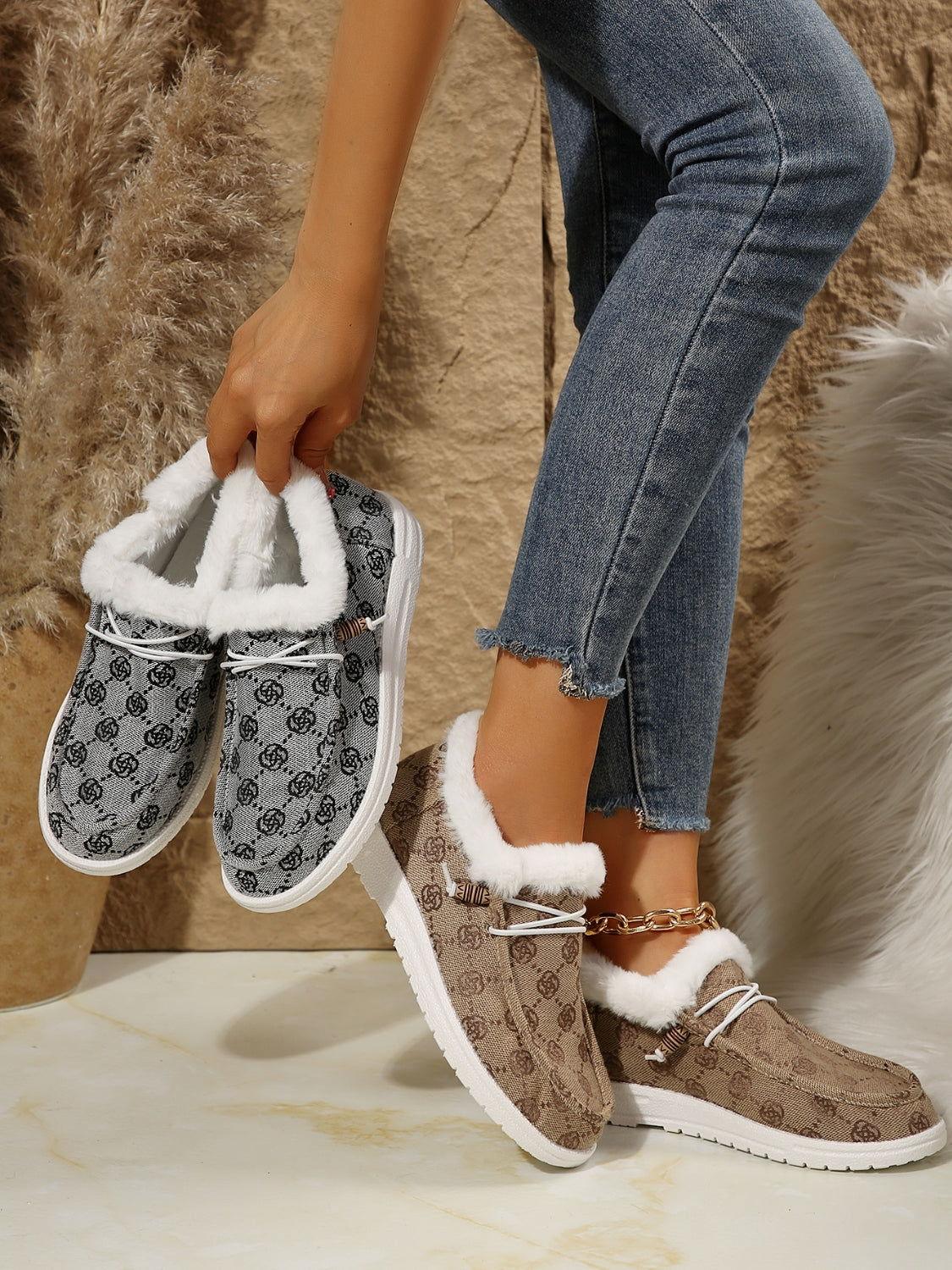 Printed Round Toe Flat Slip-Ons - Clothes For Her Online Store